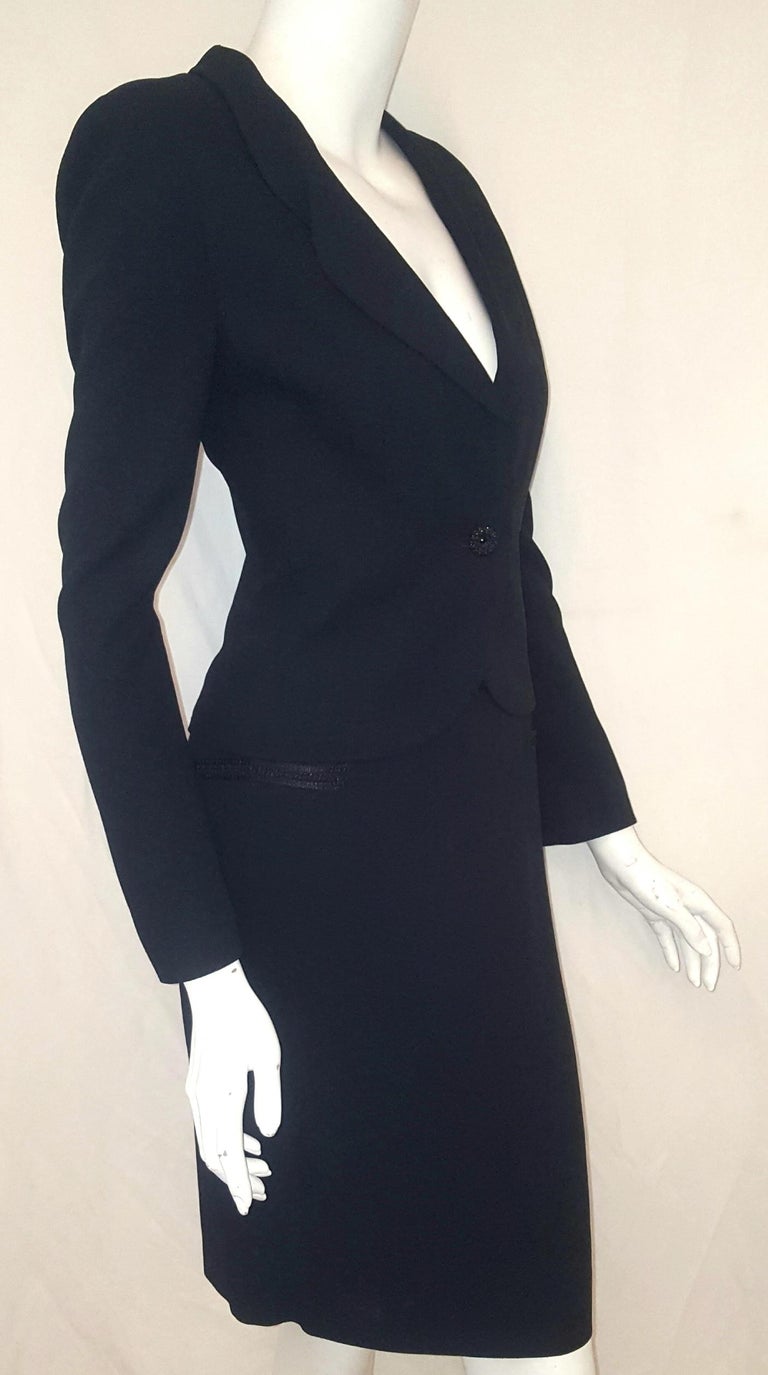 Chanel Navy Blue Skirt Suit Round Notch Collar at 1stDibs