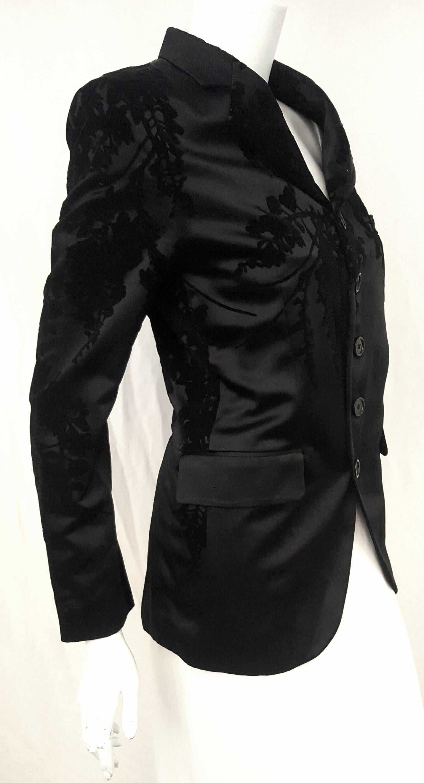 Ann Demeulemeester  Black Velvet  and Satin Jacket Size Medium In Excellent Condition For Sale In Palm Beach, FL