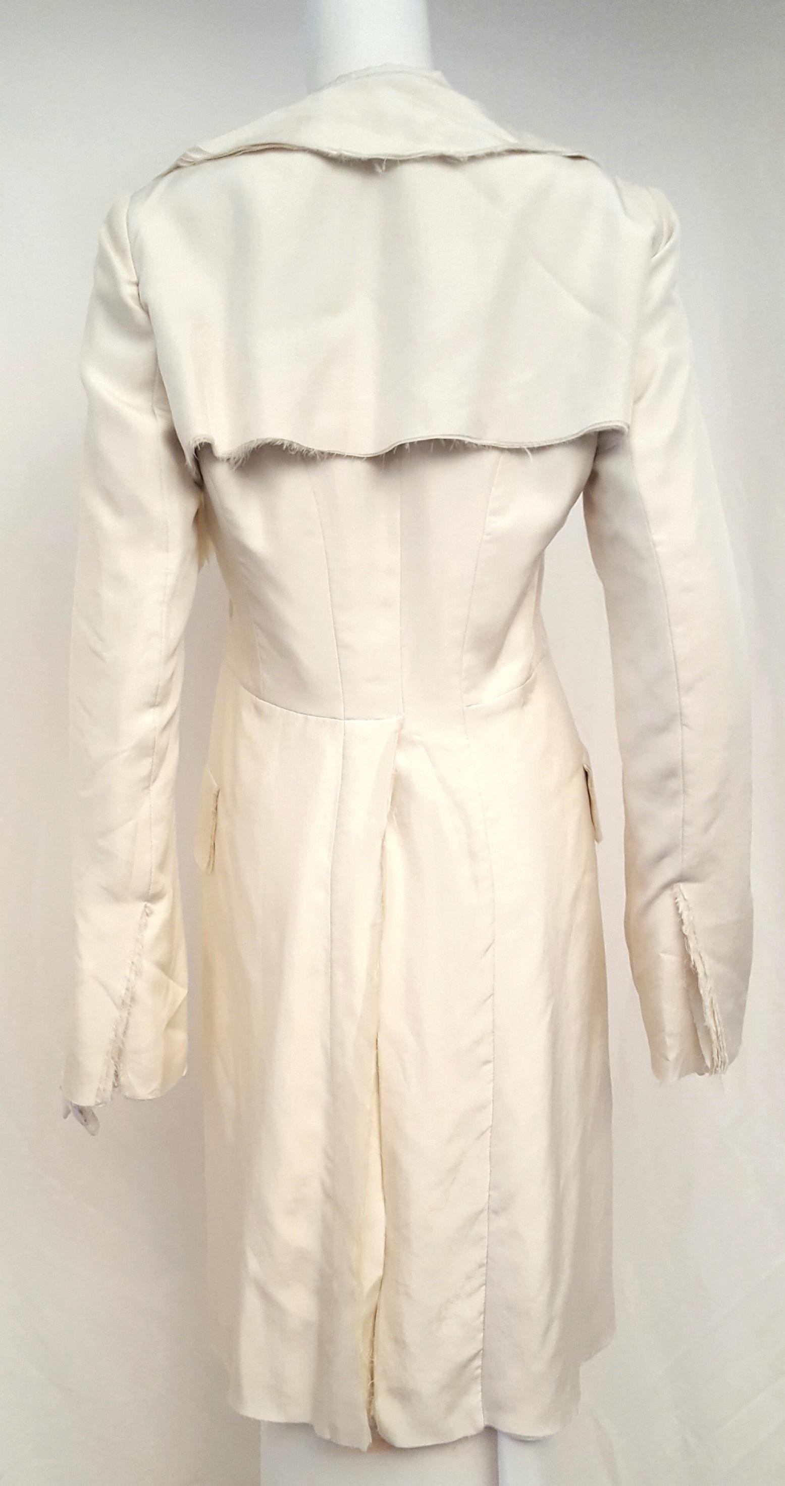 Alexander McQueen Habotai Silk & More Silk Winter White 10 Layer Coat 38 EU In Excellent Condition For Sale In Palm Beach, FL