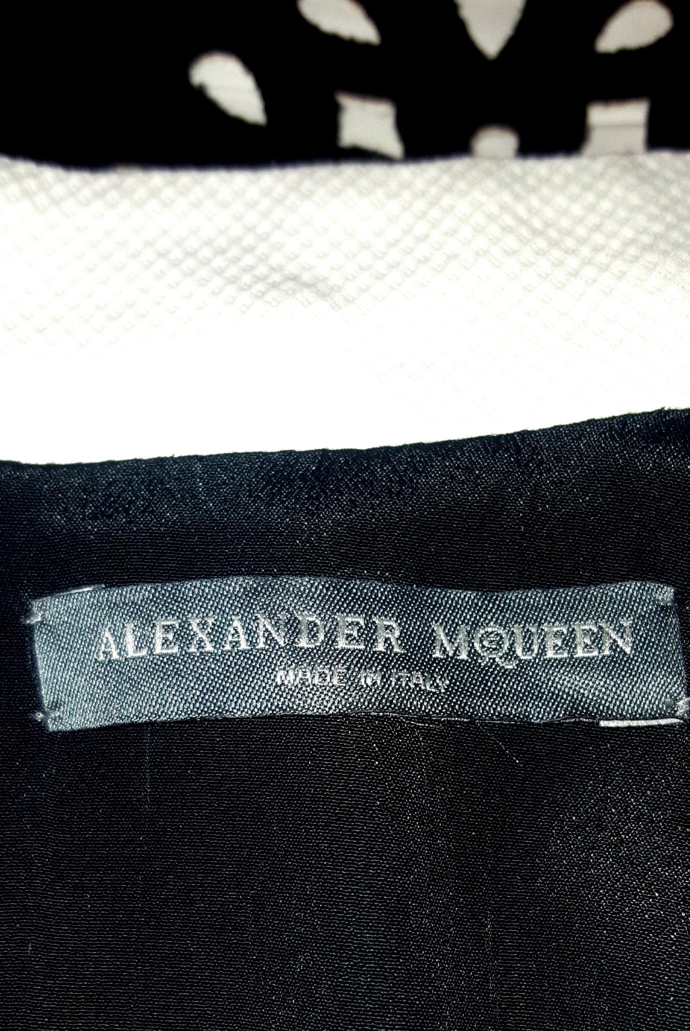 Alexander McQueen Black & White Multi Fabric Laser Cut 2012 Runway Dress  For Sale 1