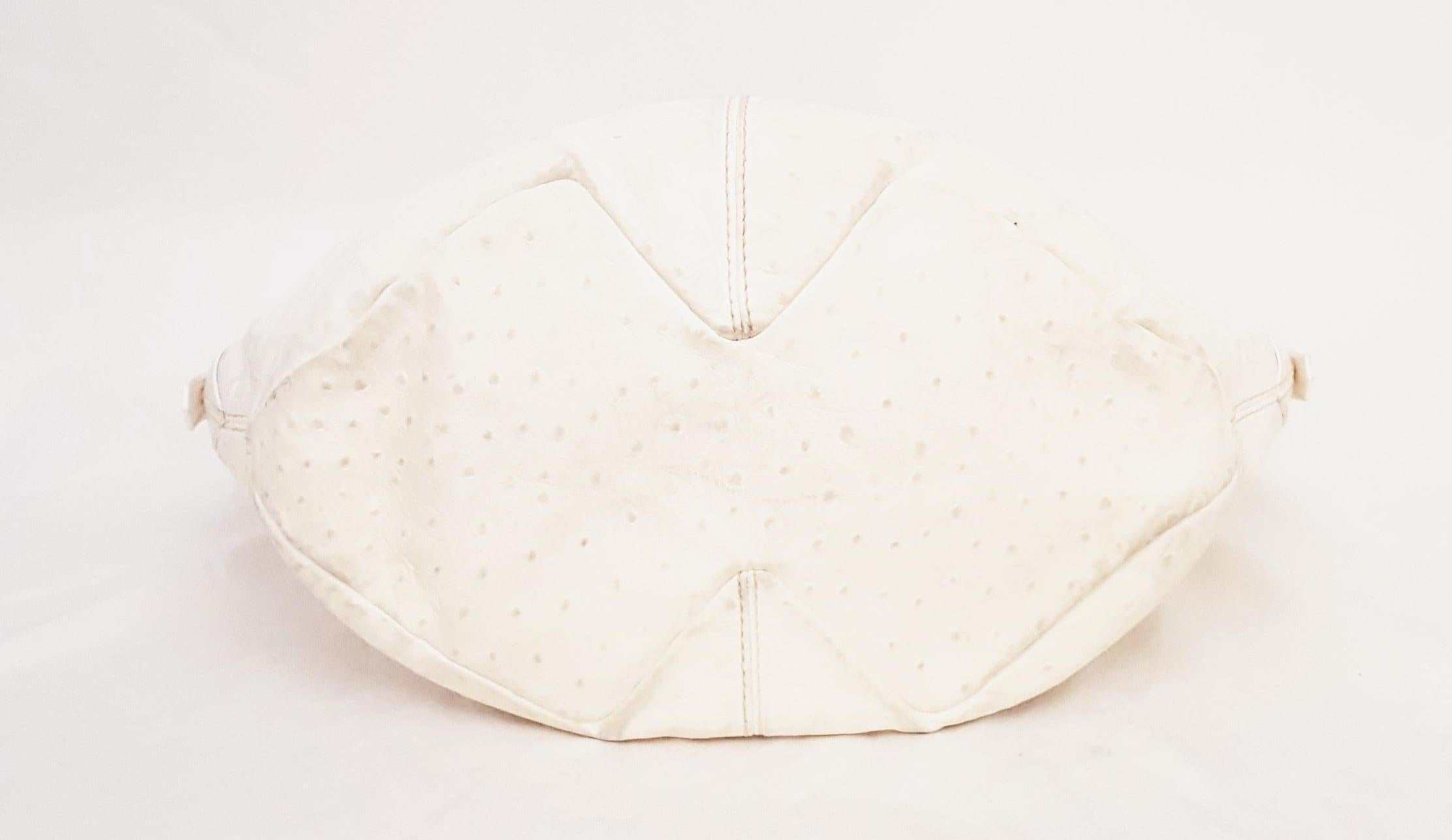 Givenchy Ivory Tinhan Ostrich Leather With Two Side Zippers Hobo Bag In Good Condition In Palm Beach, FL