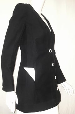 Chanel Black Cotton Blend 2014 Spring Collection Asymmetrical Closure Jacket