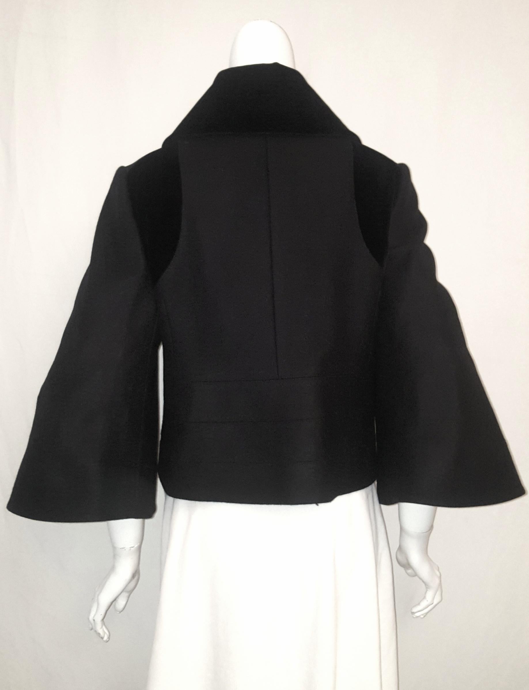 Alexander McQueen Black Wool  Bell Sleeve Jacket  In Excellent Condition For Sale In Palm Beach, FL