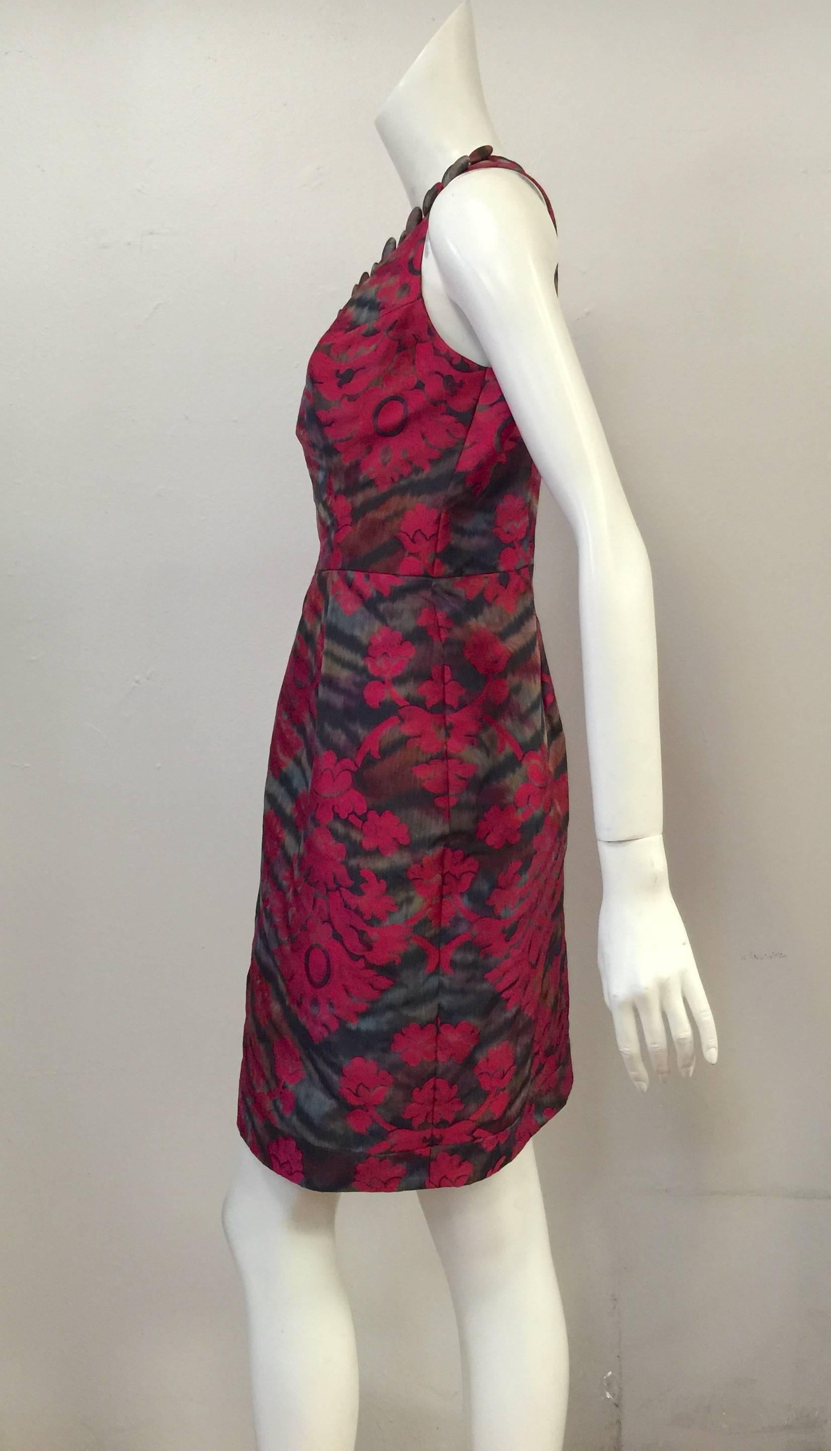 New Fiandaca Couturier Floral Silk Blend Sleeveless Shift Dress In Excellent Condition For Sale In Palm Beach, FL