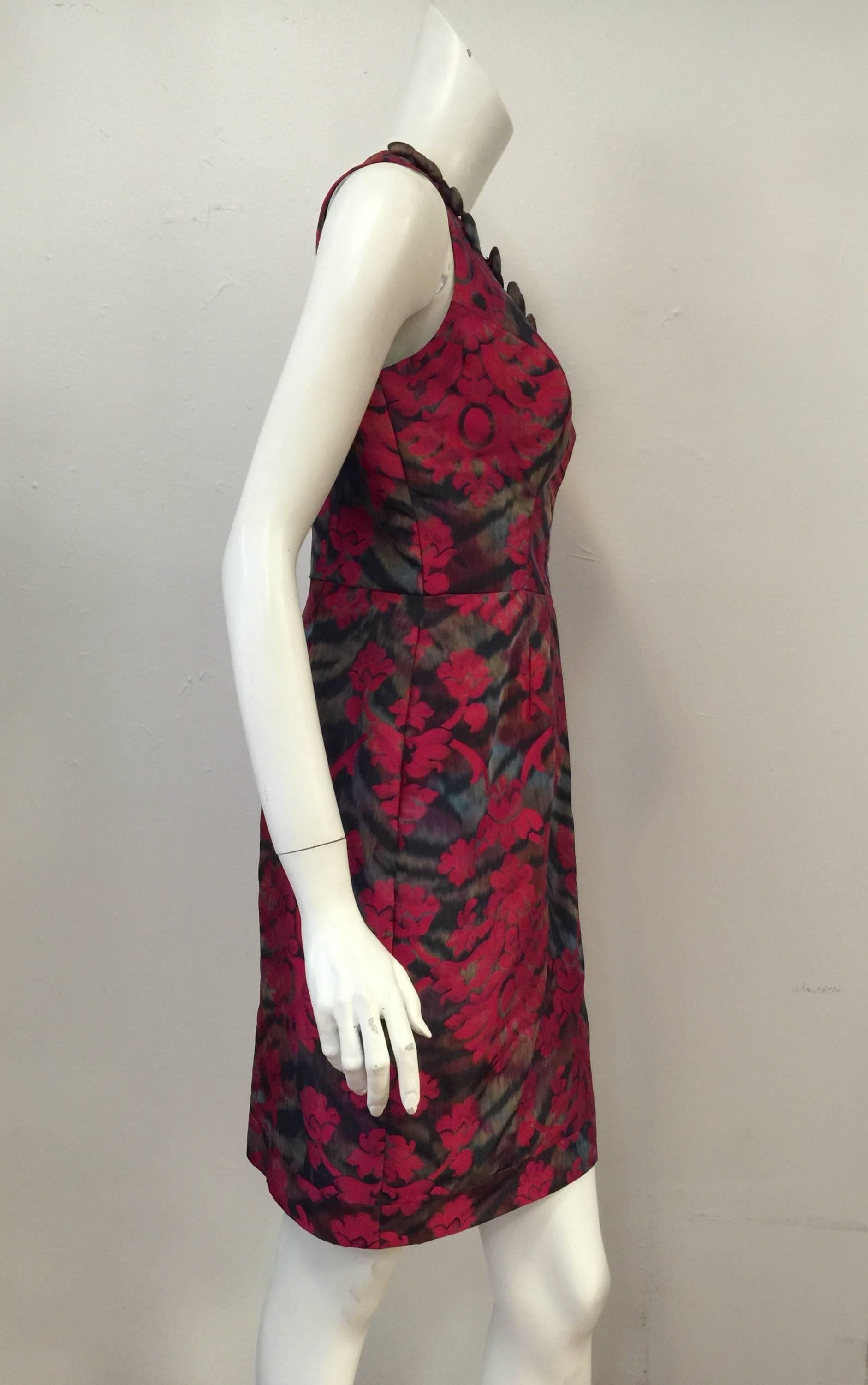 Women's New Fiandaca Couturier Floral Silk Blend Sleeveless Shift Dress For Sale