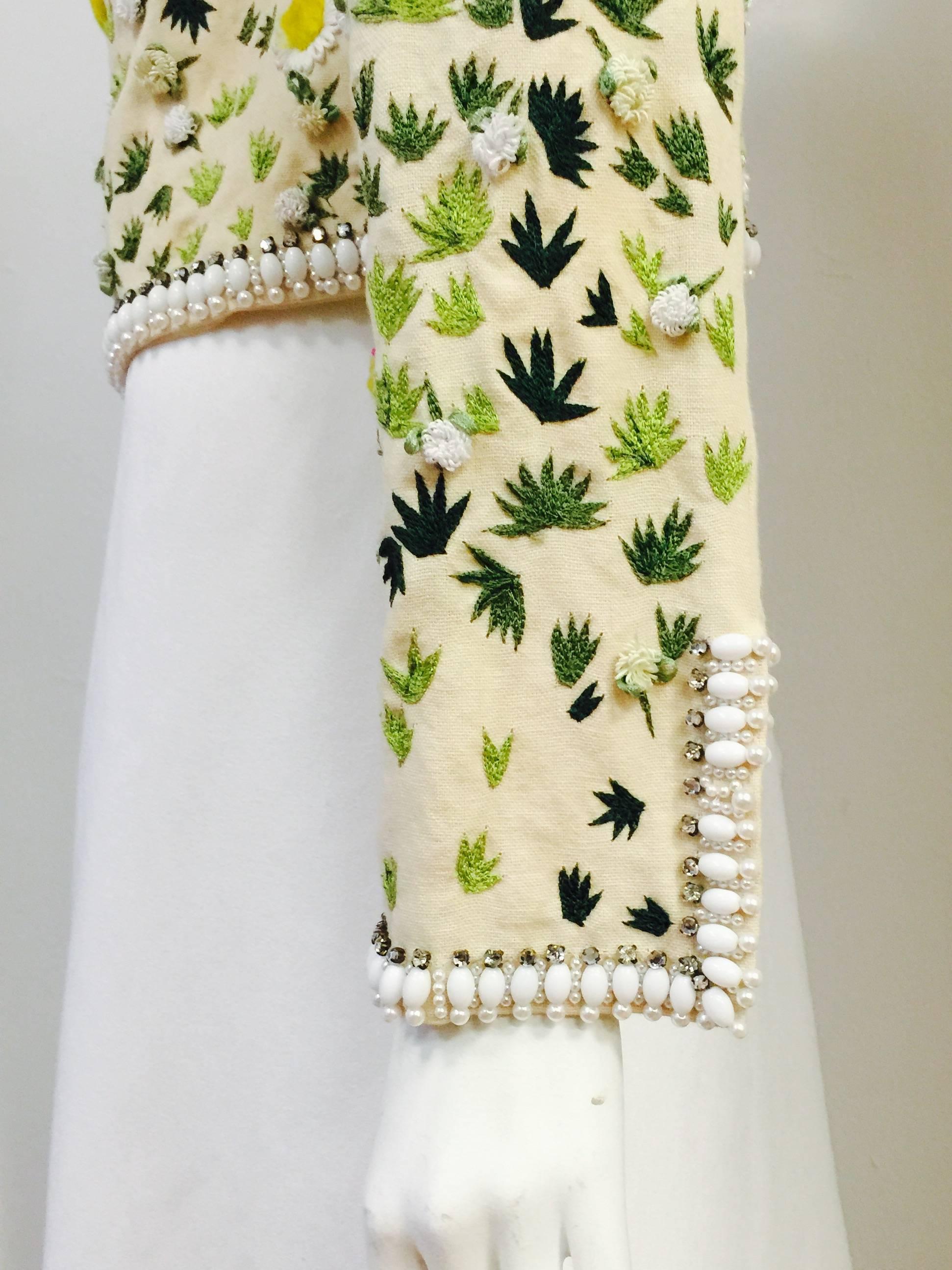 Blumarine Couture Floral Embroidered Cotton Bolero For Sale 5