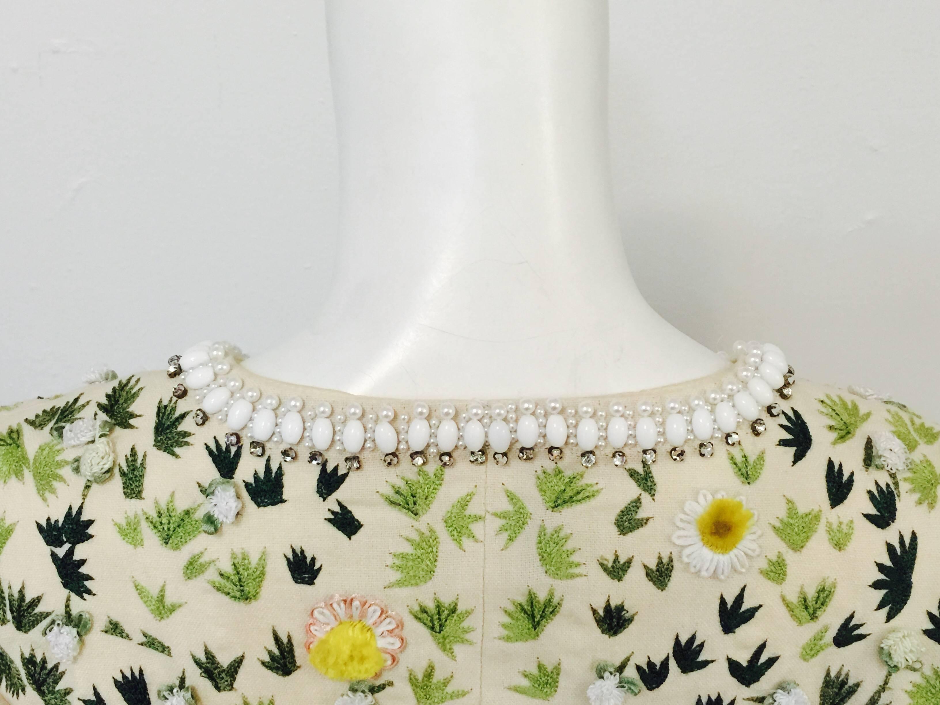 Blumarine Couture Floral Embroidered Cotton Bolero For Sale 3