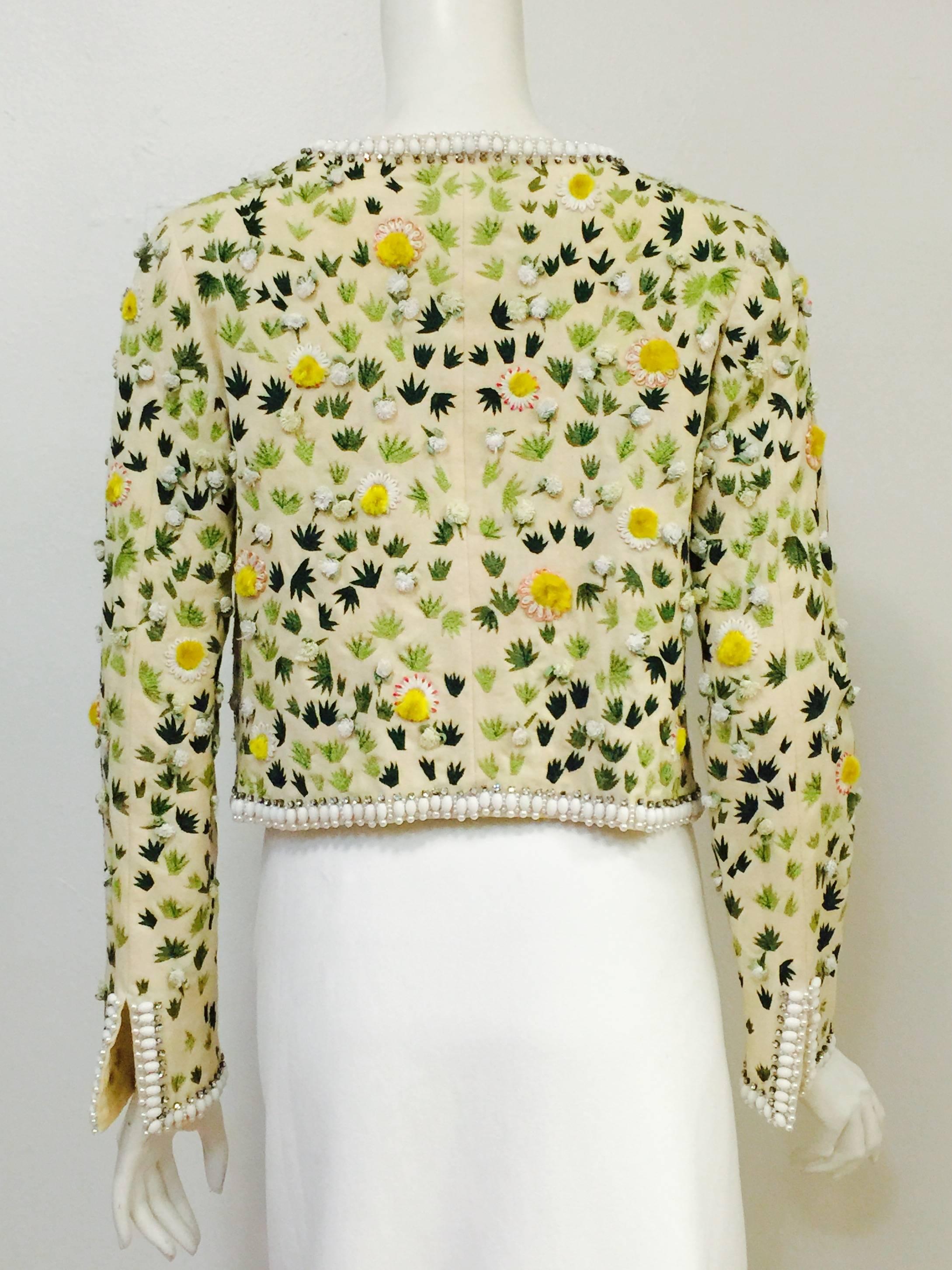 Women's Blumarine Couture Floral Embroidered Cotton Bolero For Sale