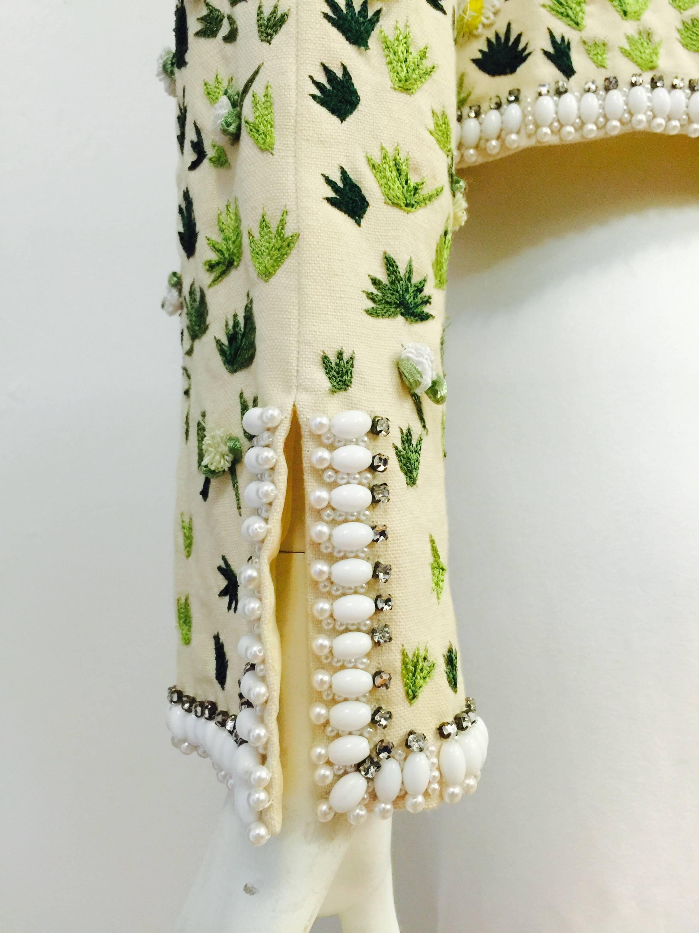 Blumarine Couture Floral Embroidered Cotton Bolero For Sale 4