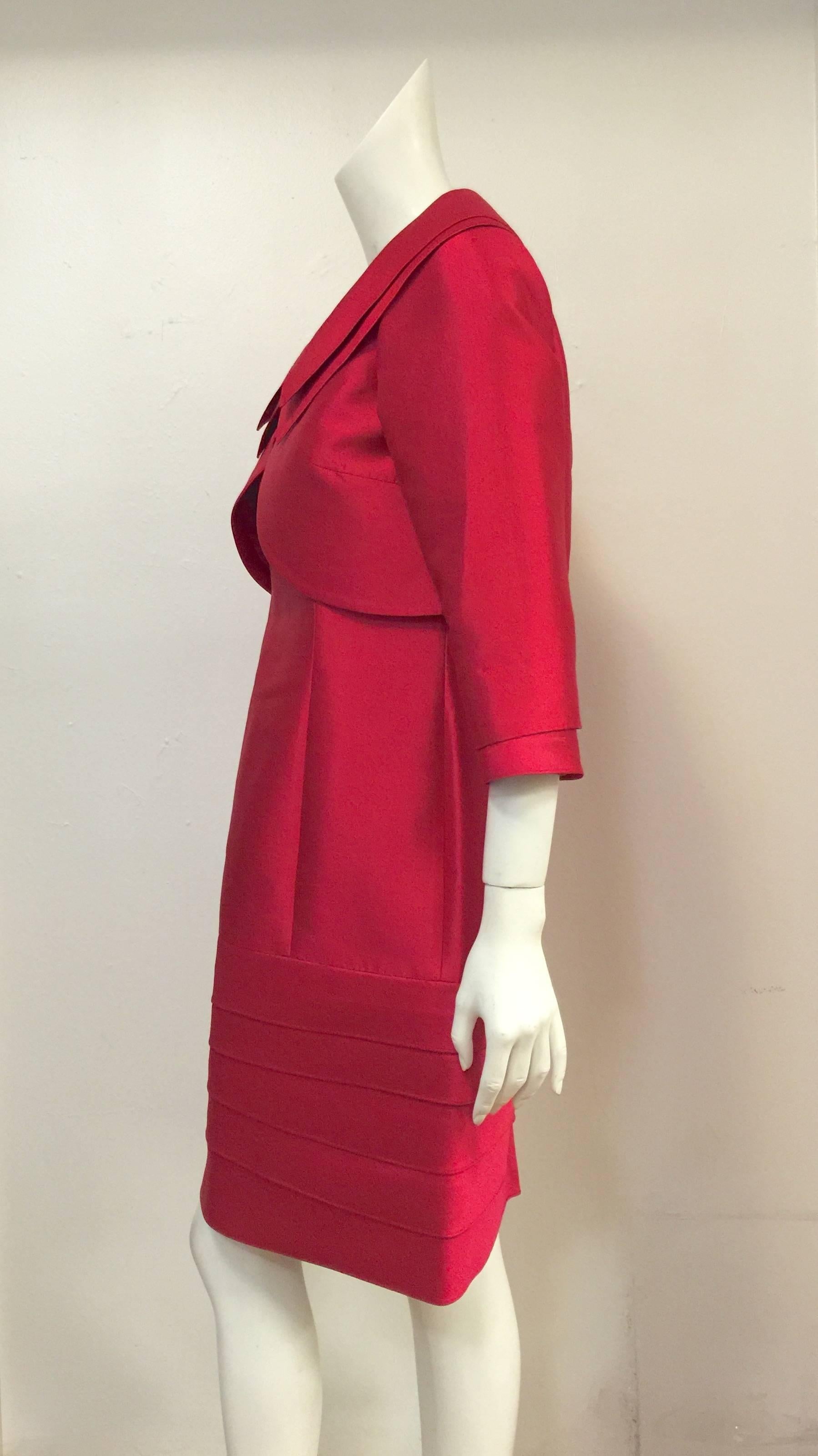 Red Teri Jon Fuschia Shantung Jacket Dress Ensemble For Sale