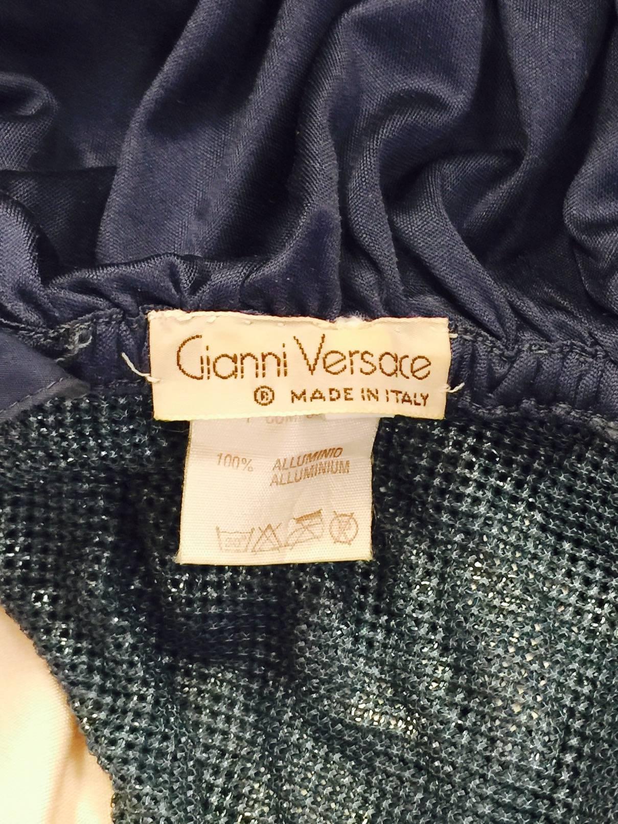 1980s Gianni Versace Aluminum Chain Maille and Silk Top For Sale 3