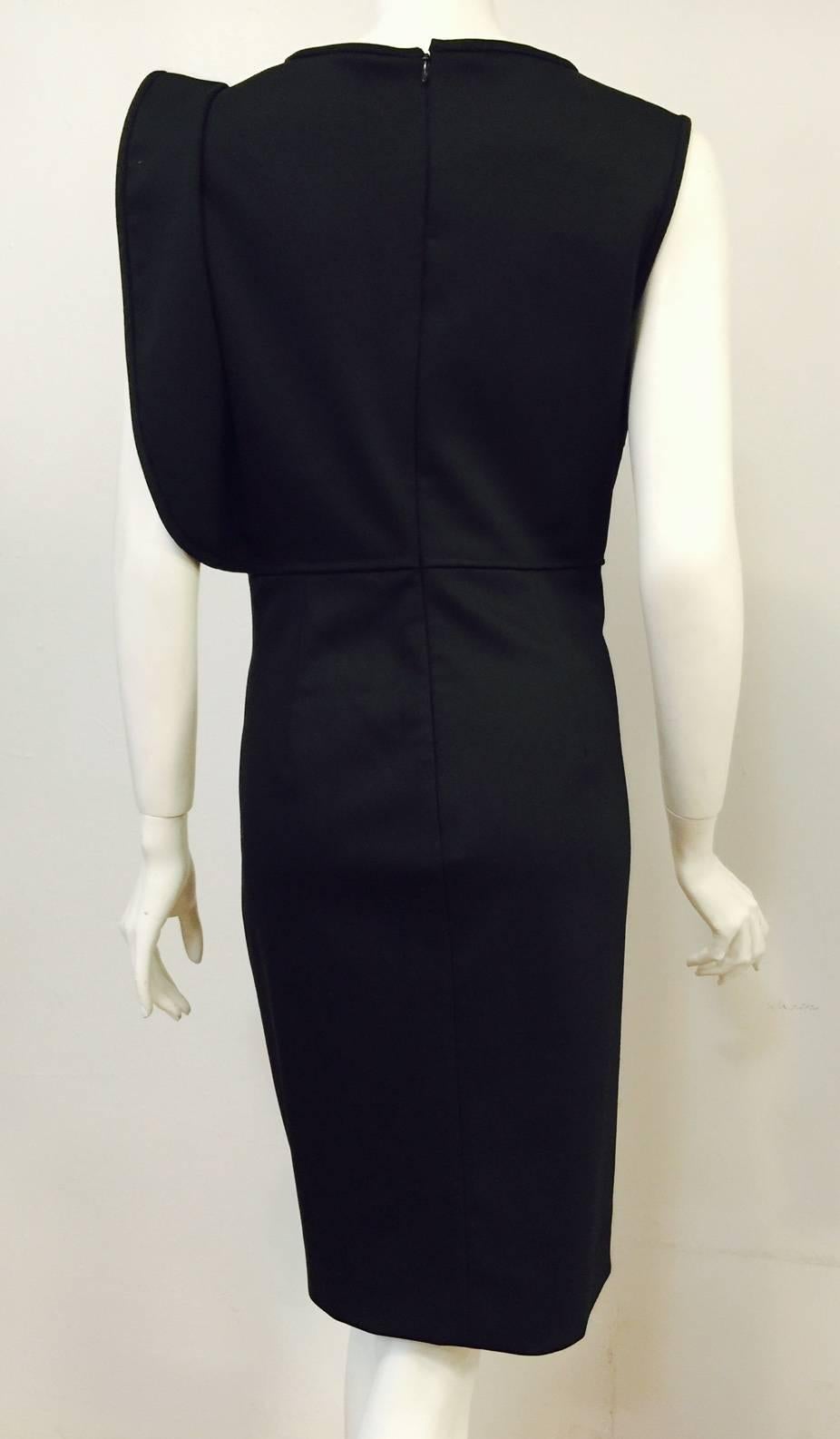 Valentino Technocouture Black Sheath With Ruffle Cap Sleeve In Excellent Condition For Sale In Palm Beach, FL