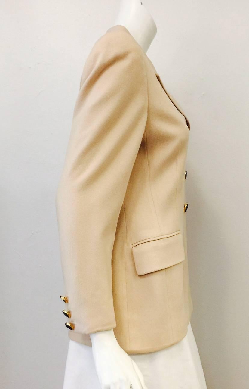 Beige 1990s Escada by Margaretha Ley Classic Camel Cashmere Blazer  For Sale