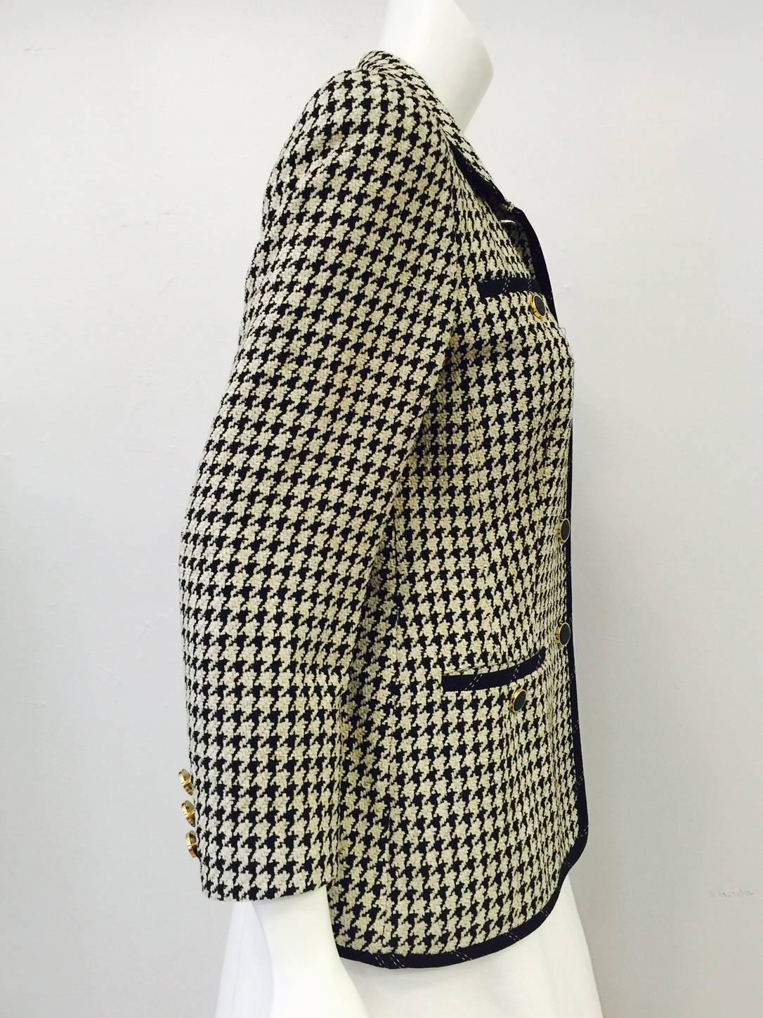 1990s Escada by Margaretha Ley Houndstooth Chenille Jacket  In Excellent Condition For Sale In Palm Beach, FL