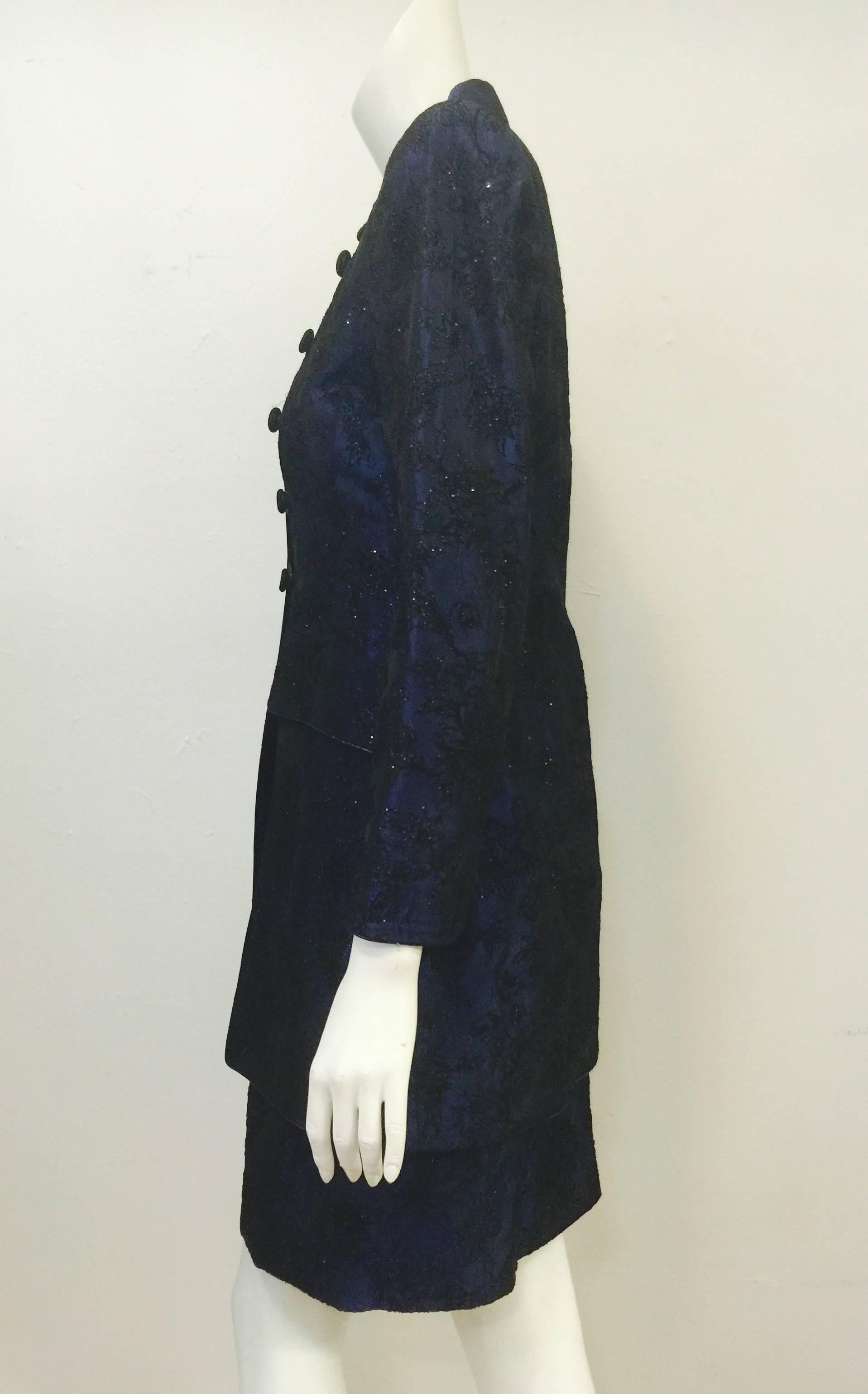 Black Vintage Collection MFF by Mary McFadden Crushed Satin & Velvet Evening Suit