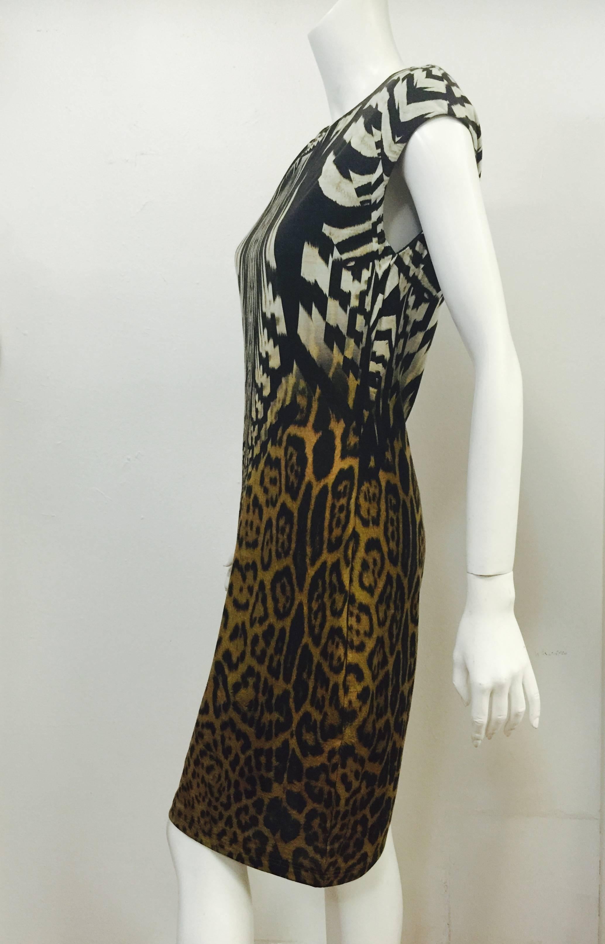 Women's Roberto Cavalli Call of the Wild Wool Blend Sheath With Cap Sleeves For Sale