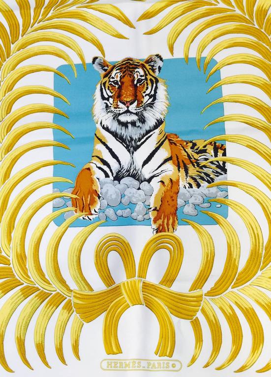 Vintage 1977 Hermes Tigre Royal Scarf by Christiane Vauzelles at 1stDibs