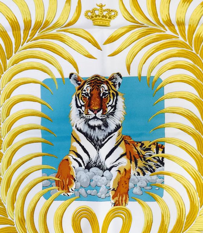 Vintage 1977 Hermes Tigre Royal Scarf by Christiane Vauzelles at 1stDibs