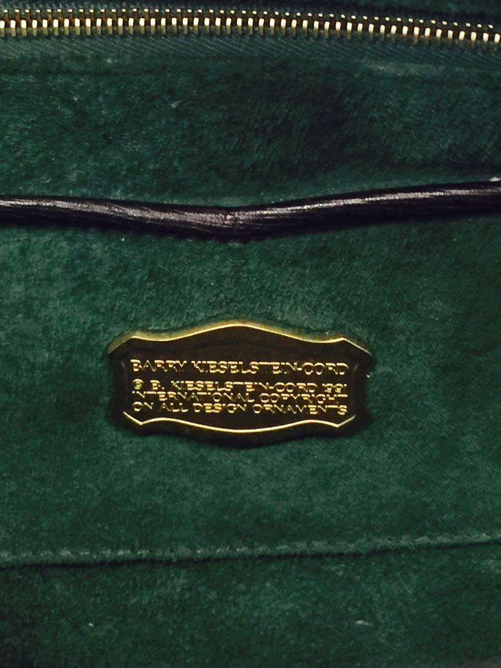 1990s Barry Kieselstein Cord Textured Leather Shoulder Bag With Pug Charm For Sale 4