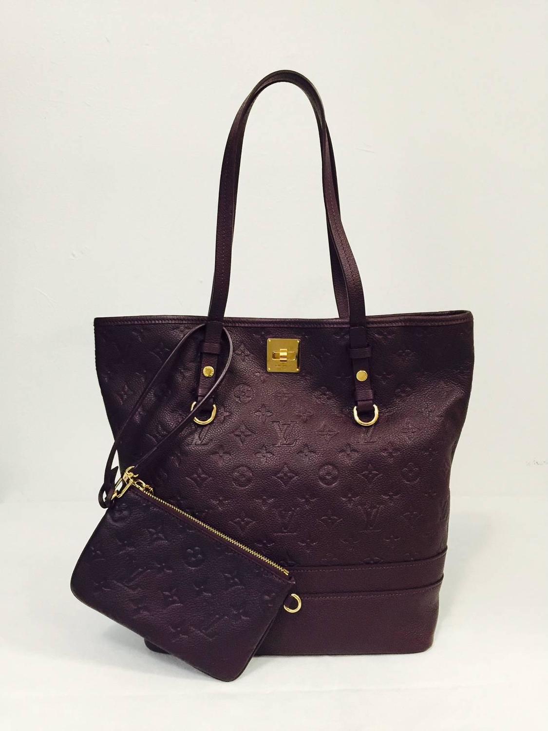 Brand New Louis Vuitton Monogram Empreinte Citadine PM Bag in Aubergine