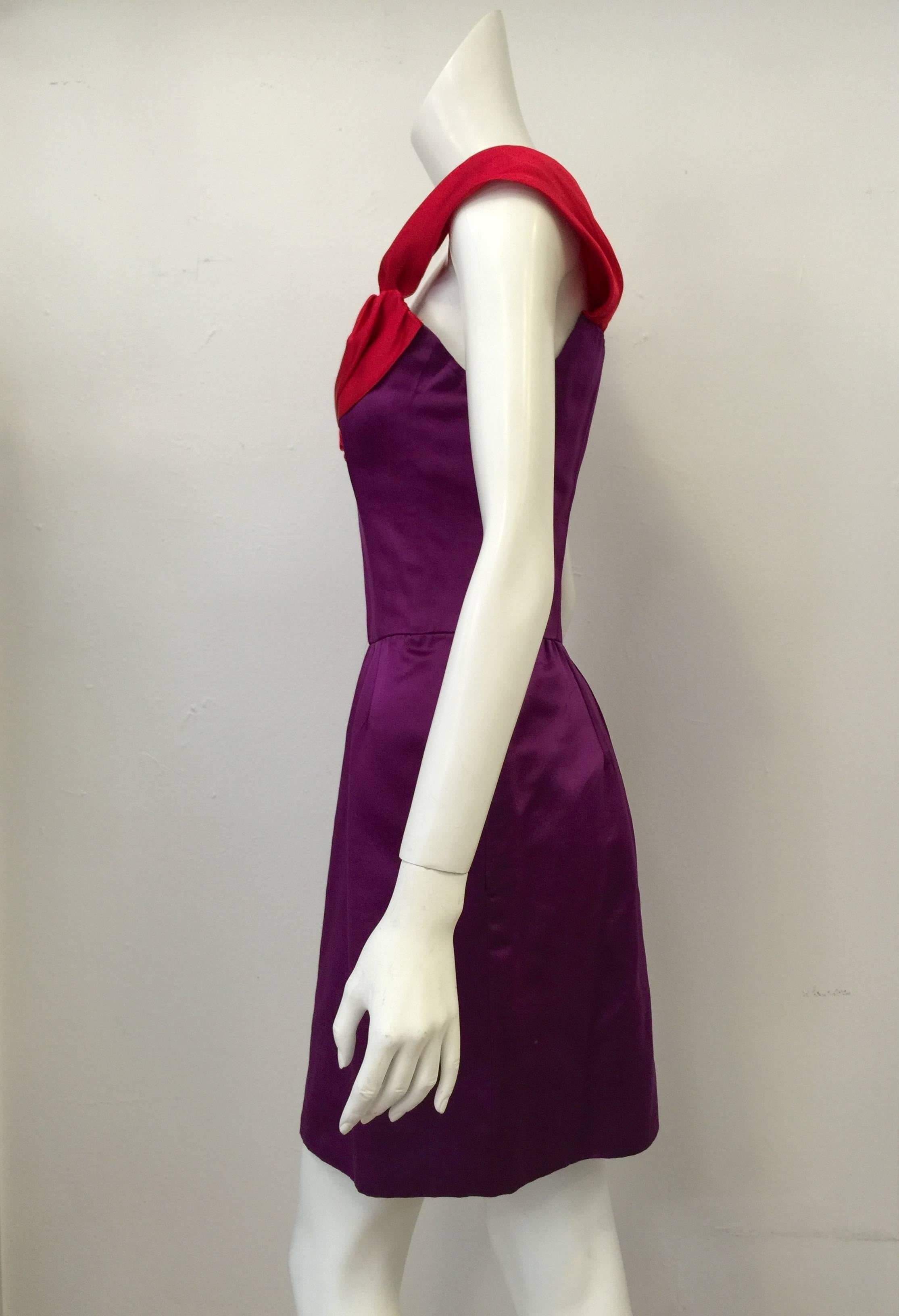 Only a renowned haute couture house could craft this unforgettable confection!  This dress illustrates why Madame Lanvin is celebrated as one of the 20th Century's most influential designers.  Features ultra luxurious weighty silk satin in electric