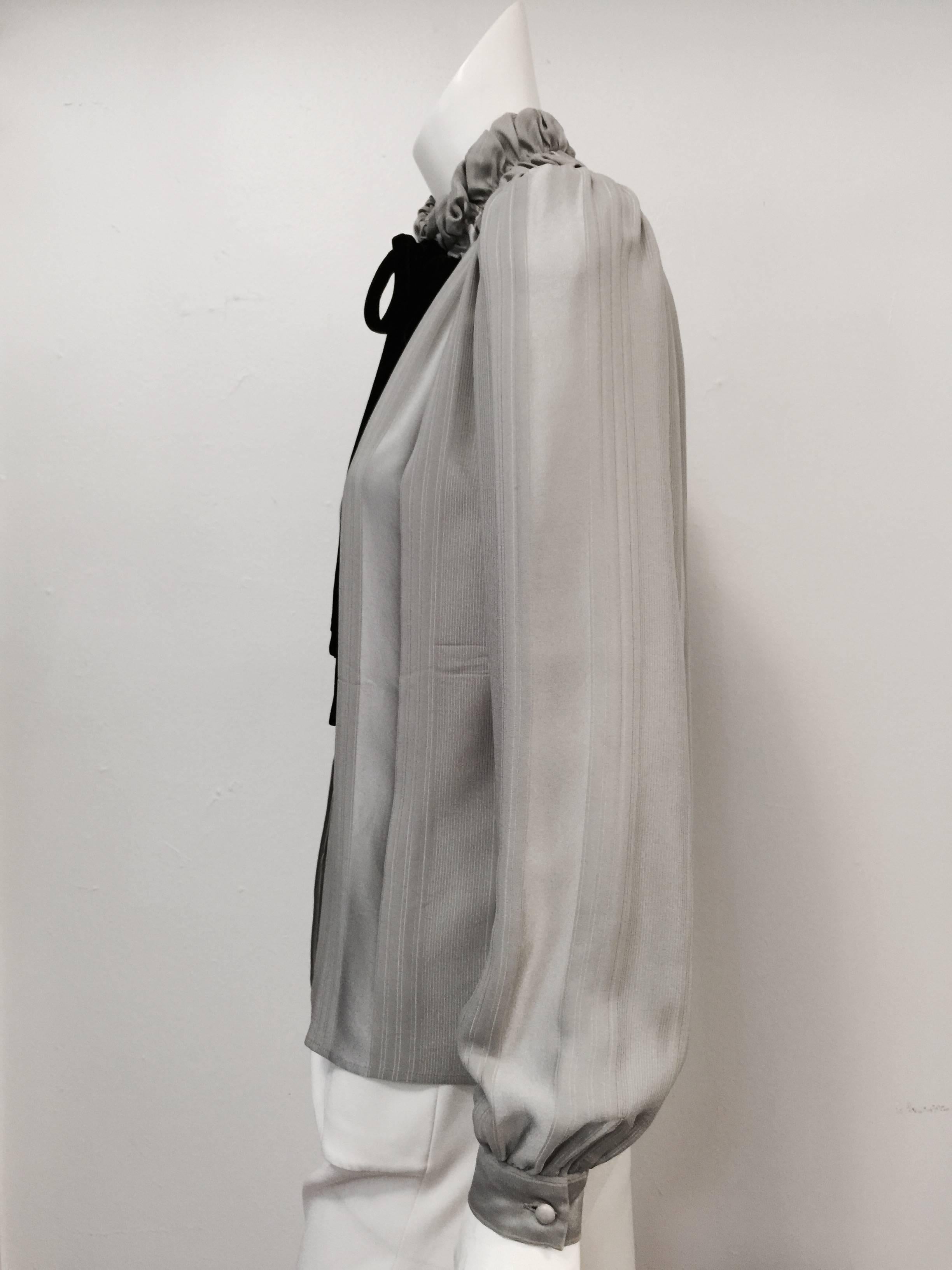 Vintage Valentino Striped Silk Jacquard Blouse  For Sale 1