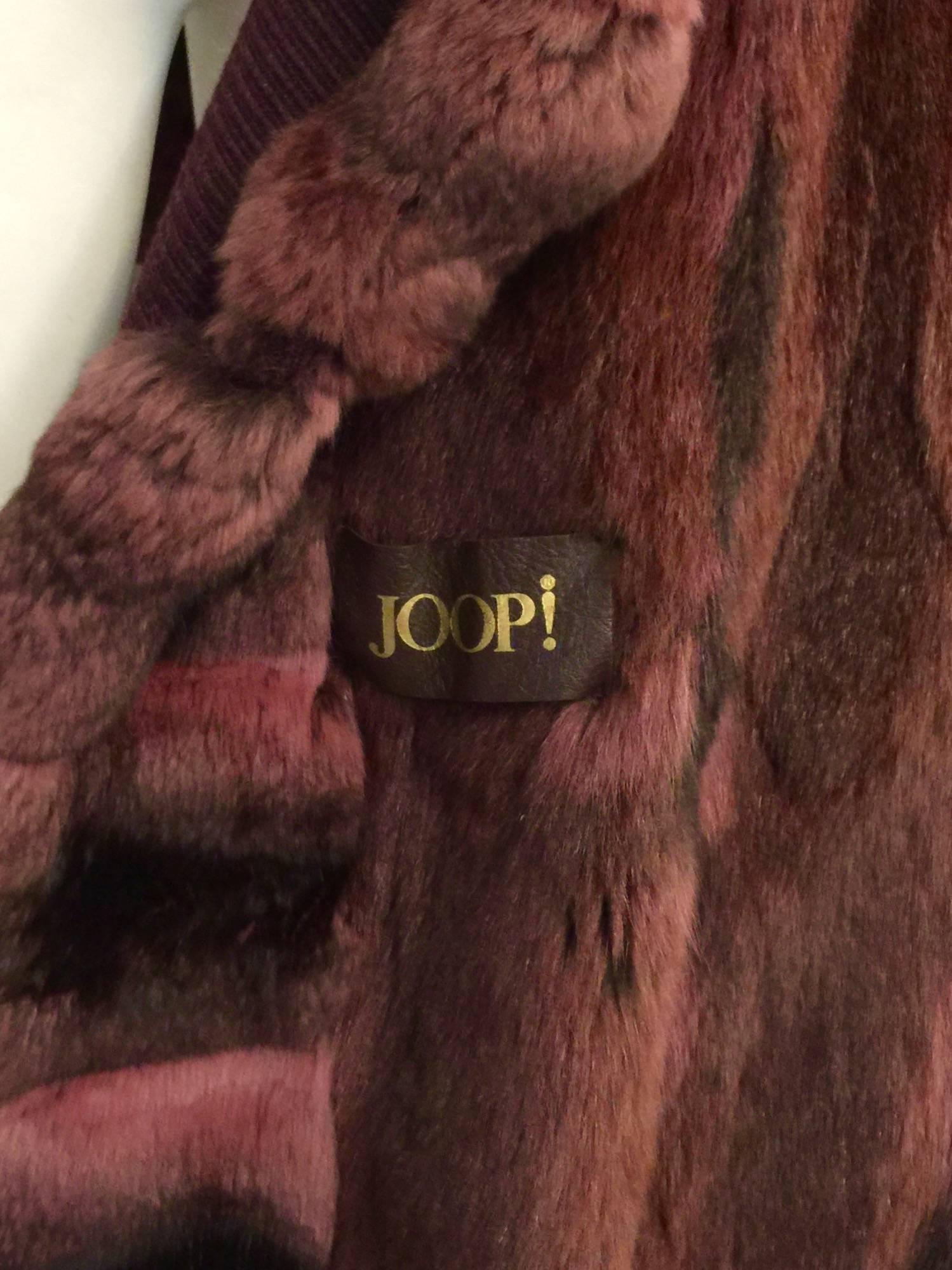 JOOP! Chinchilla Collar and Cuffs Frame Muskrat Lined Aubergine Wool Coat For Sale 3