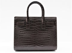 Yves Saint Laurent Burgundy Crocodile Embossed Leather Nano Sac De Jour Bag
