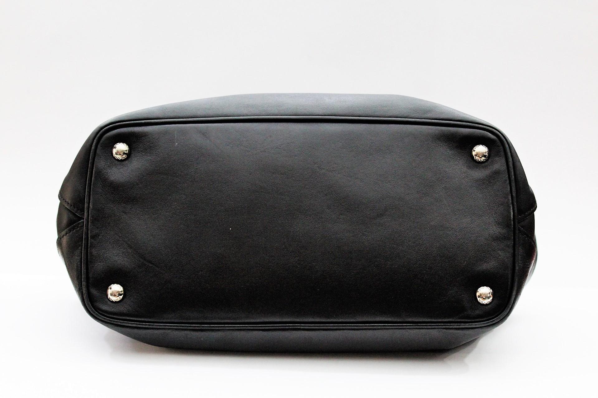 Women's Prada Smooth Black Leather Shoulder Bag