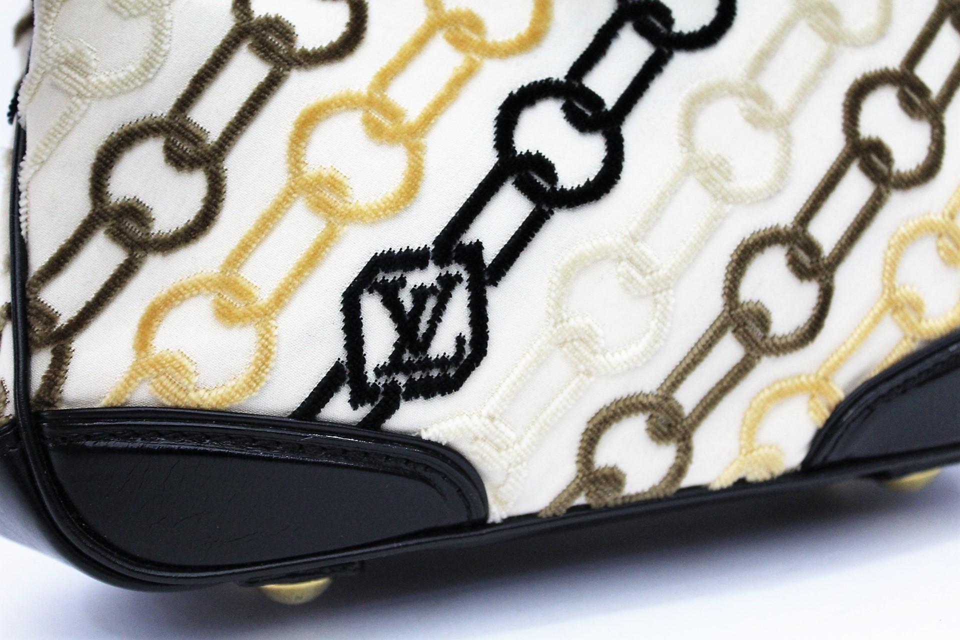 Beige LOUIS VUITTON Limited Edition Charms Velvet Chains Mini Linda Bag