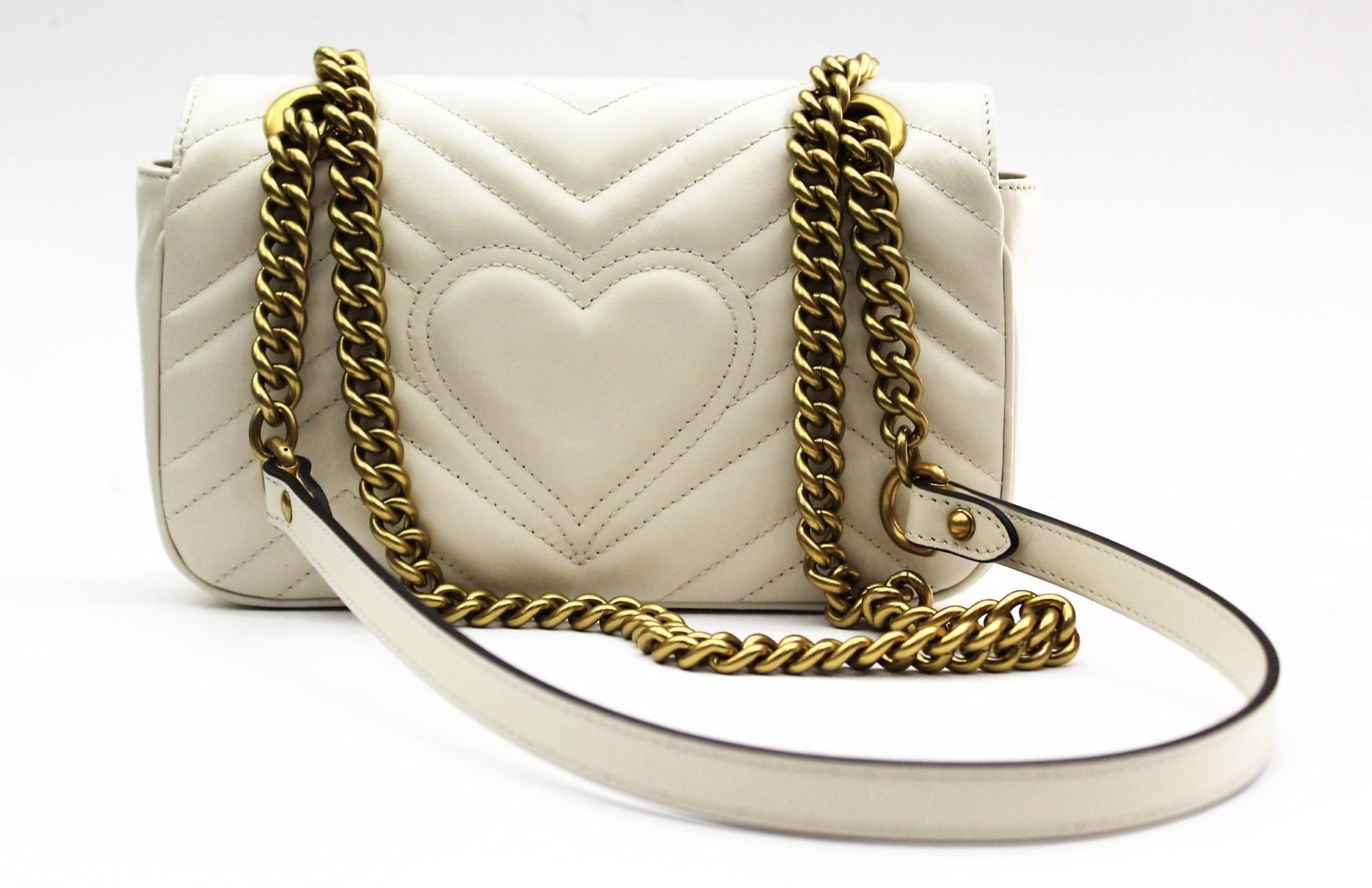 Women's Gucci Mini Marmont White Leather Crossbody Bag