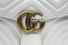 Gucci White Leather Shoulder Marmont Bag