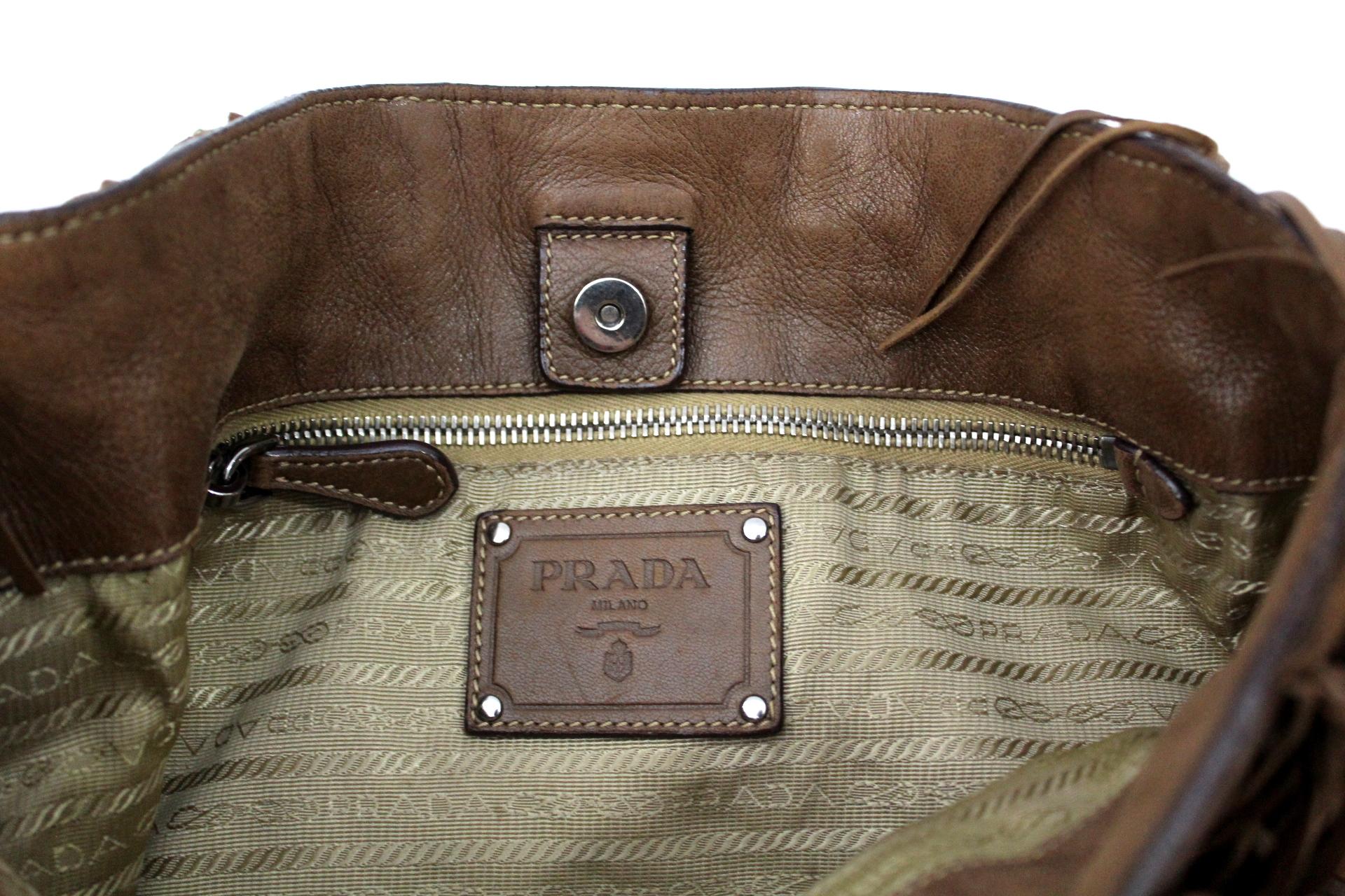 Prada Brown Leather Shoulder Bag 2