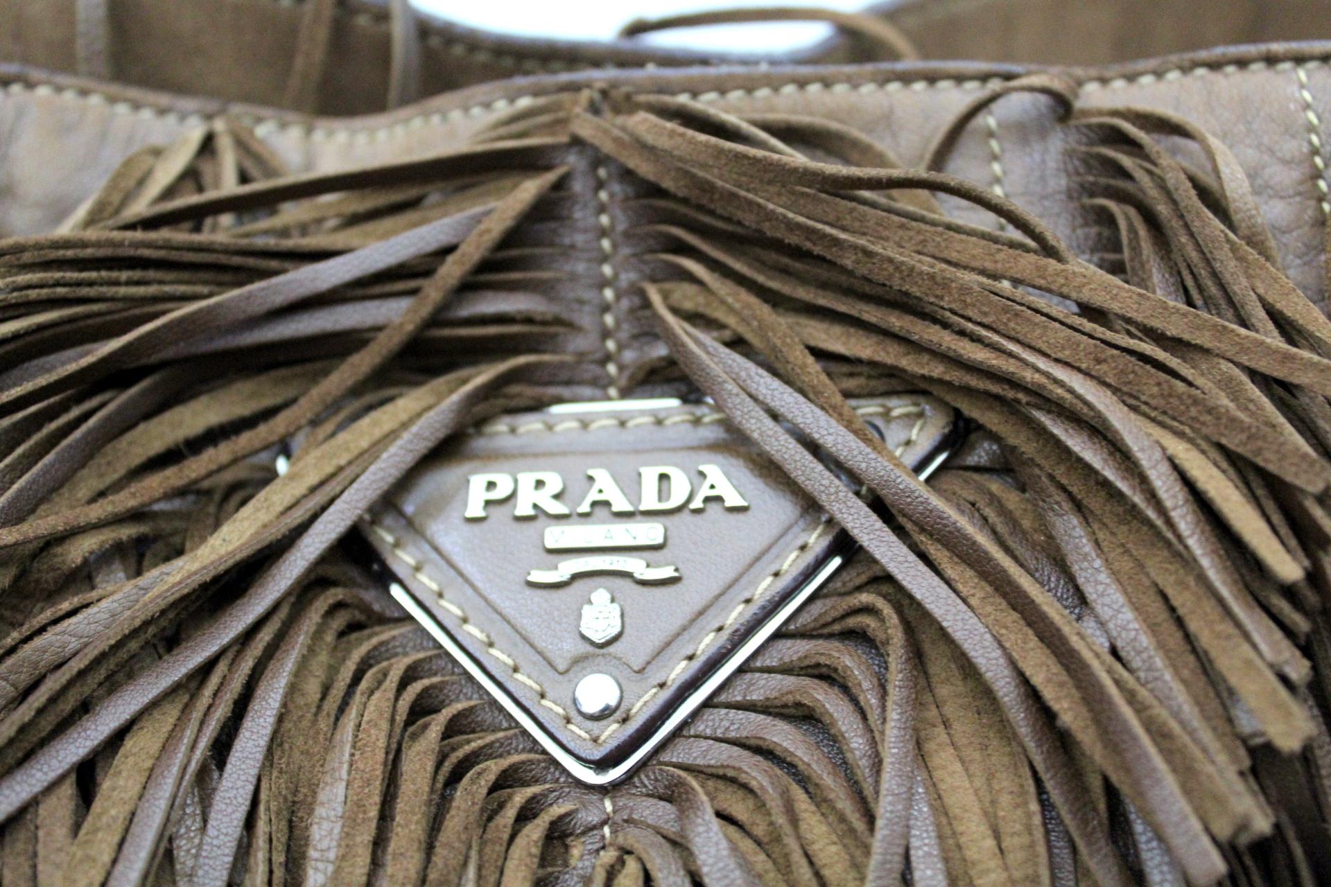 Prada Brown Leather Shoulder Bag 1