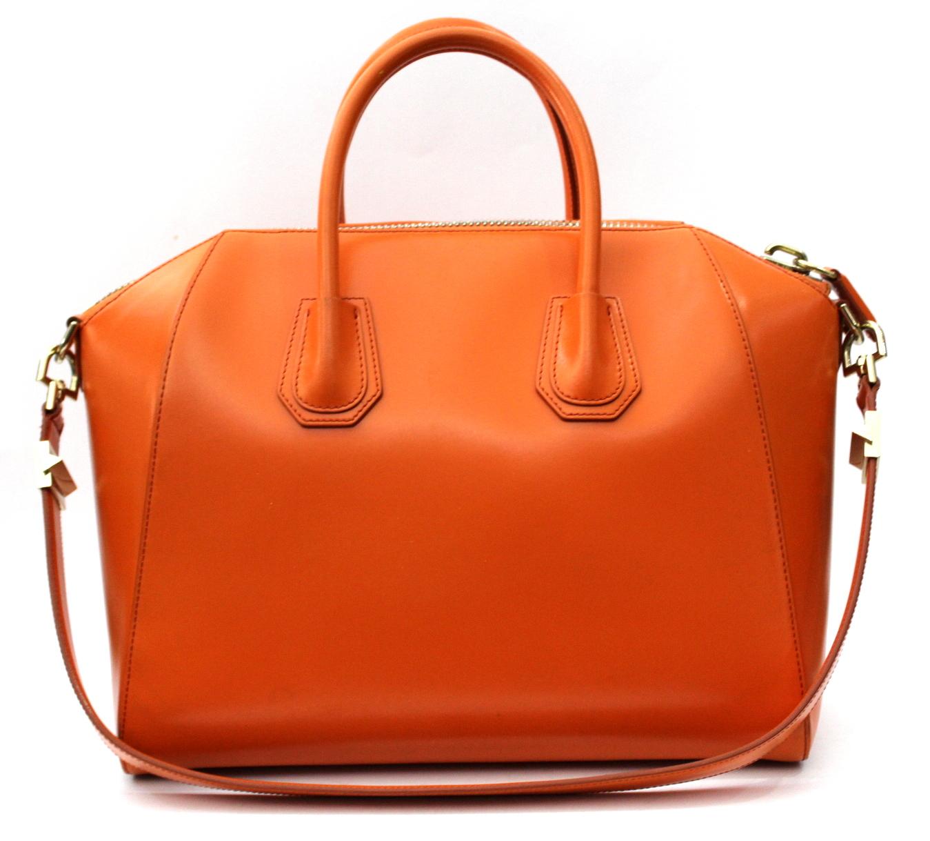 Orange Givenchy Sugar Goatskin Leather Medium Antigona Bag