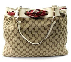Gucci Beige/White GG Canvas Positano Large Tote Bag