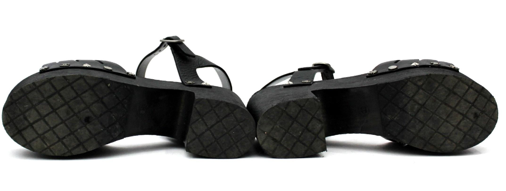 Chanel Black Leather Clogs 3