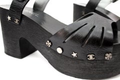 Chanel Black Leather Clogs