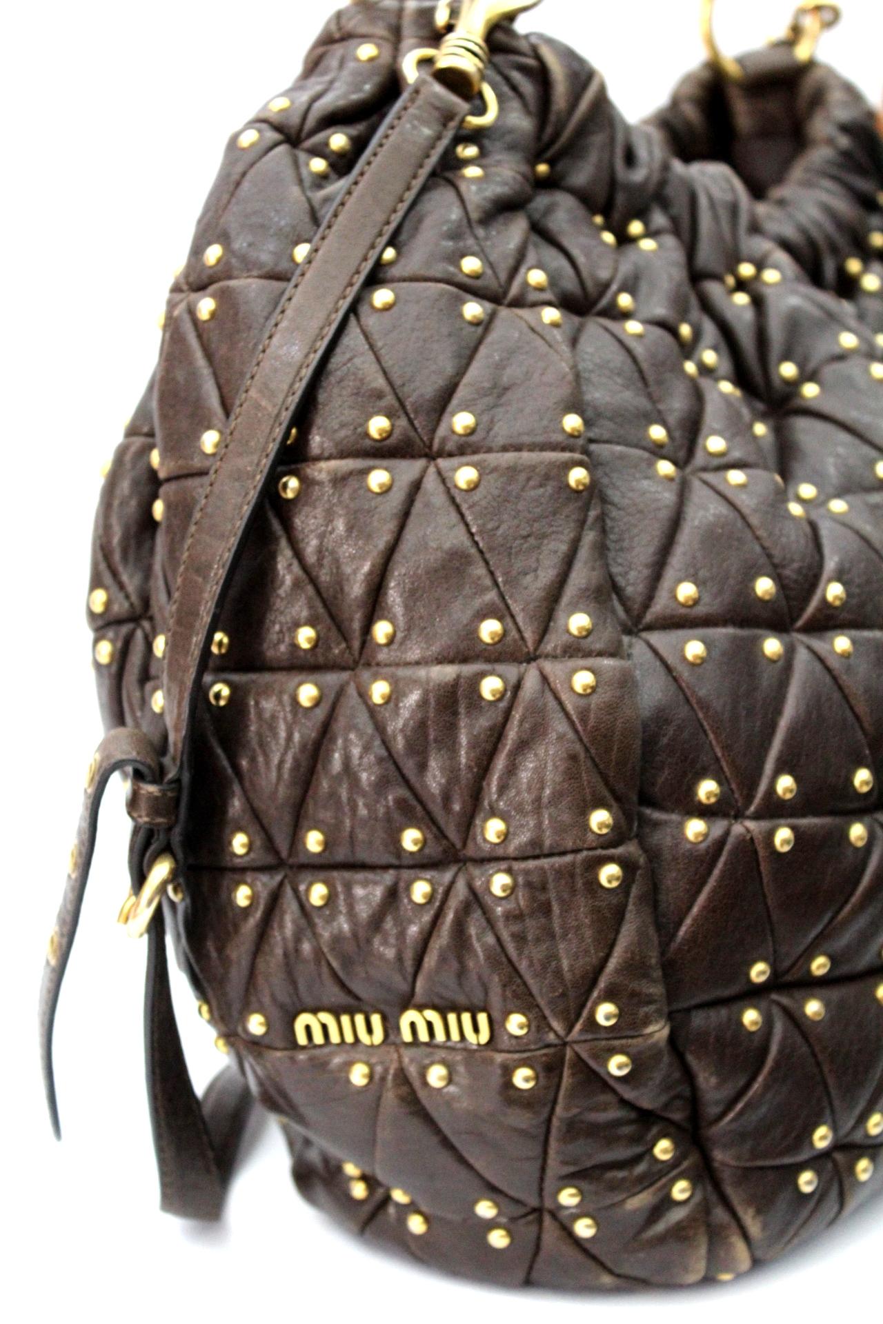 Black Miu Miu Brown Leather Shoulder Bag