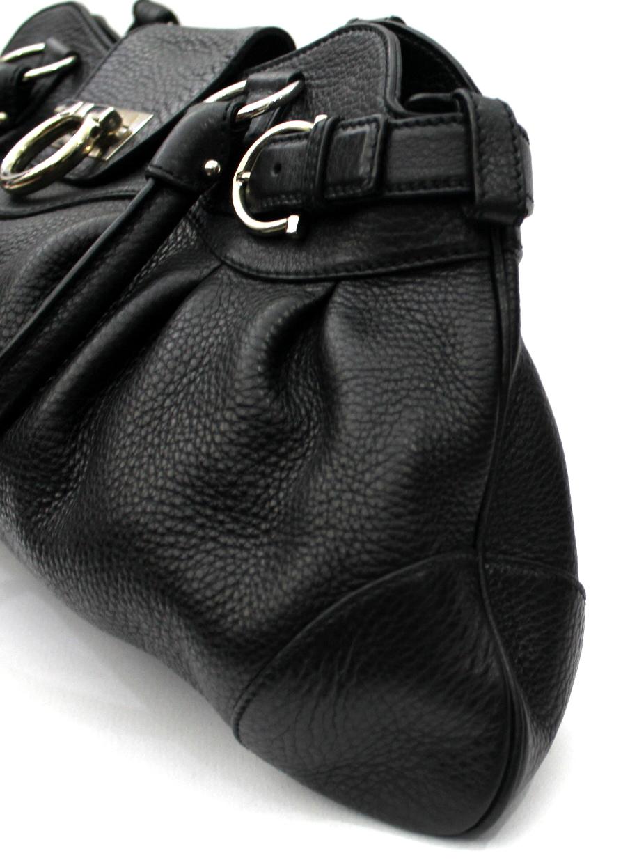 Salvatore Ferragamo Black Leather Top Handle Bag 1