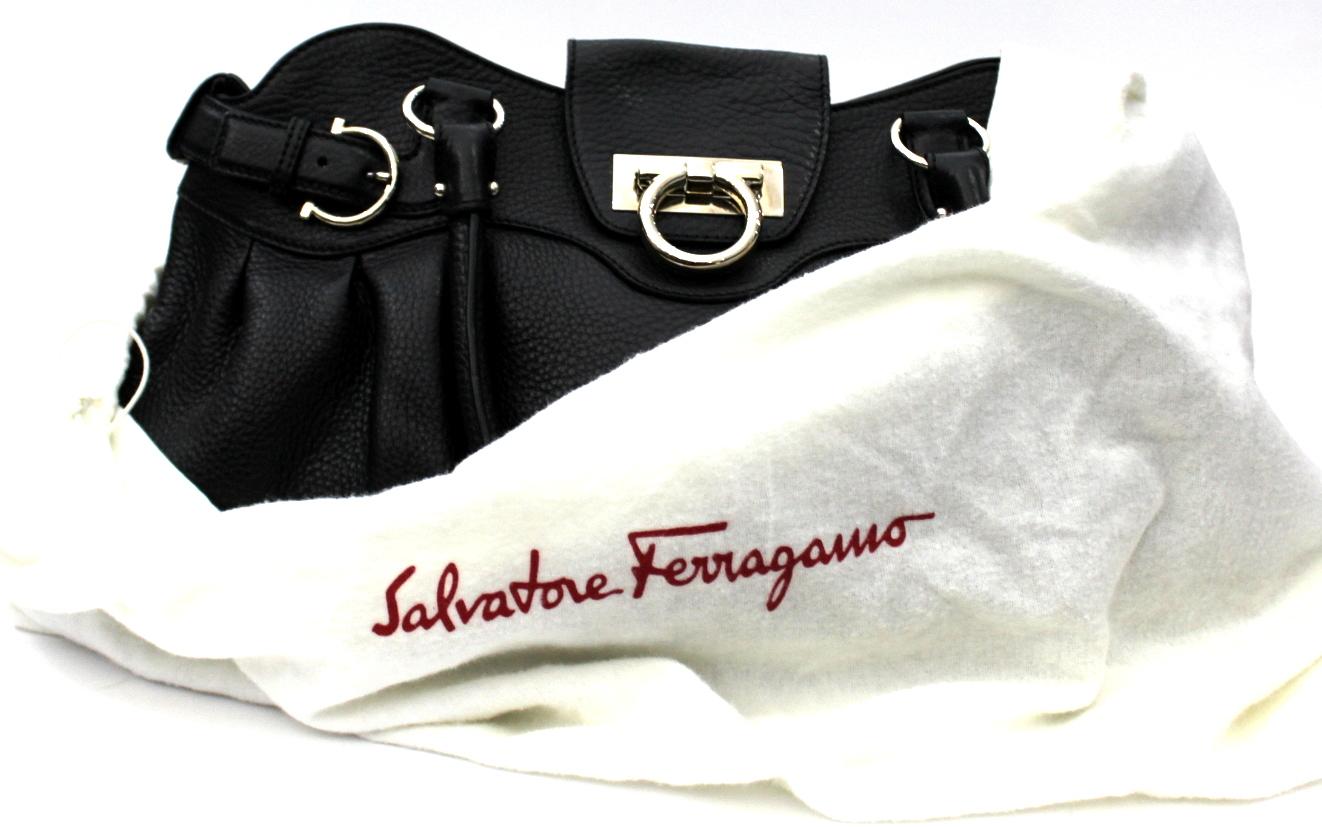 Salvatore Ferragamo Black Leather Top Handle Bag 3