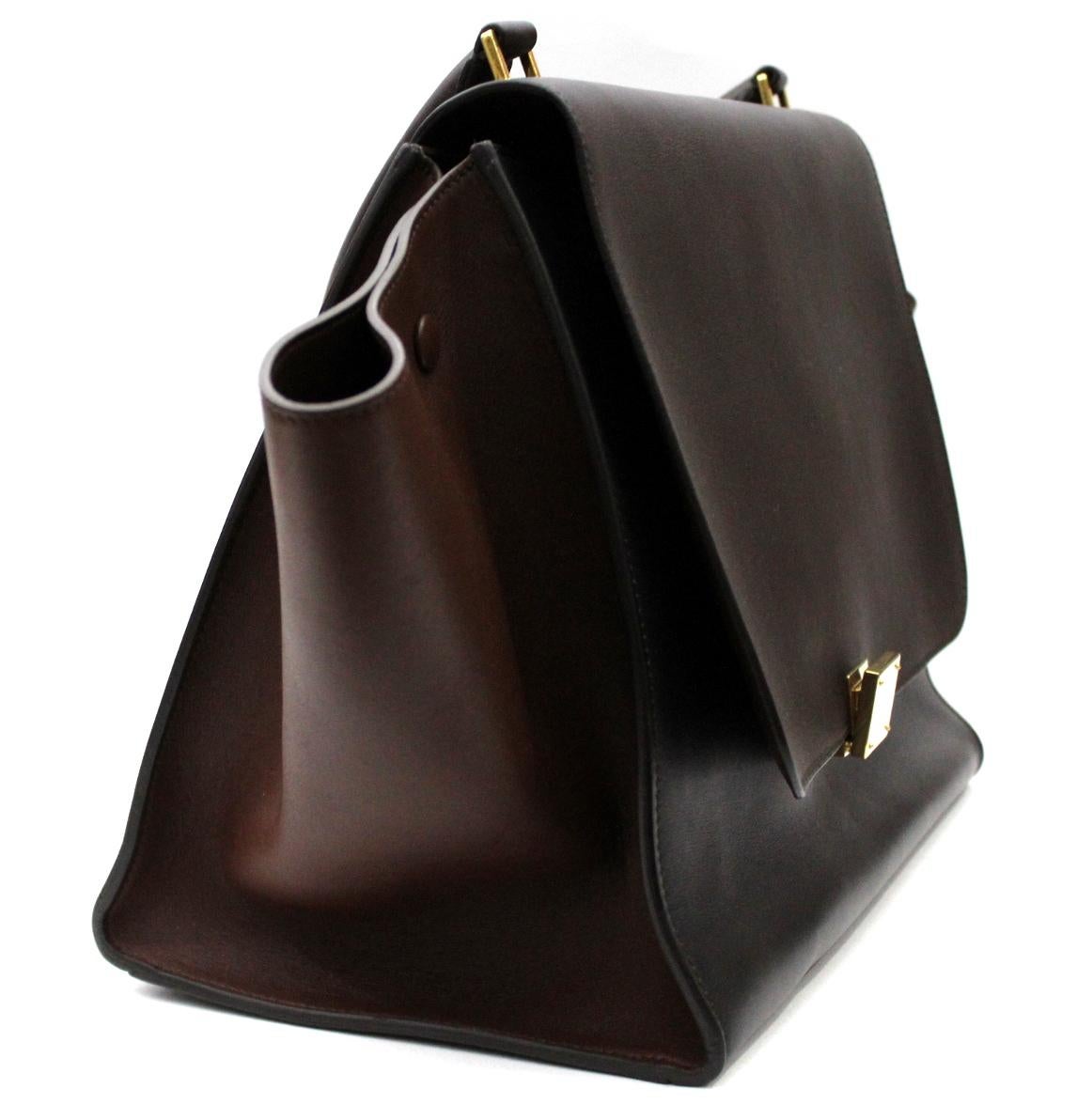 Black Cèline Tri-Color Leather Large Trapeze Bag