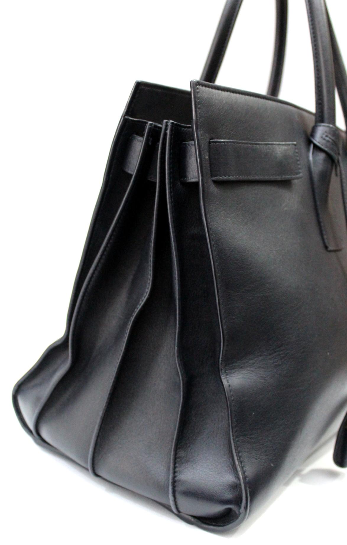 Black Yves Saint Laurent Blu Leather Sac de Jour Bag