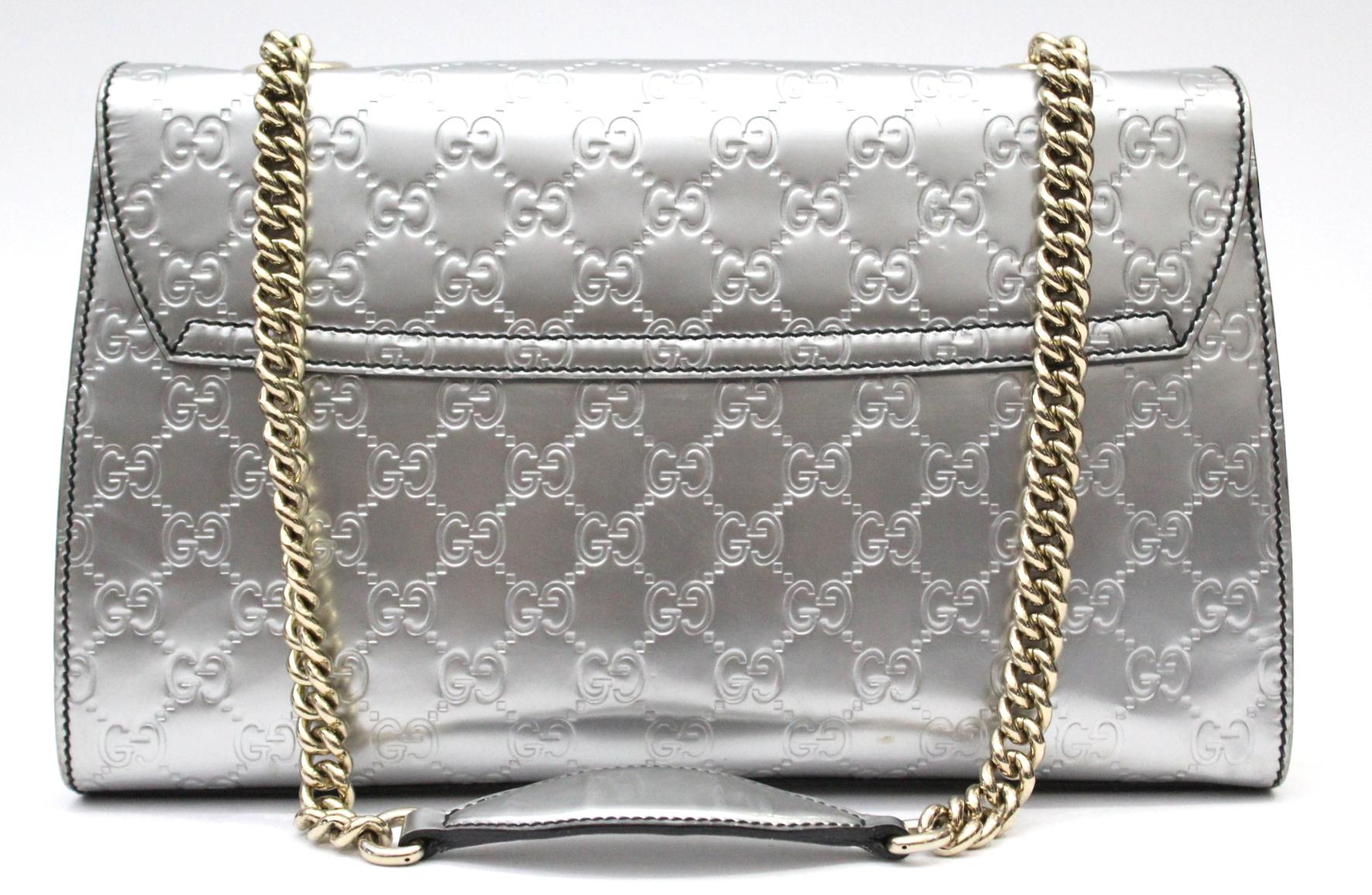 Gucci Metallic Guccissima Leather Emily Chain Shoulder Bag In Excellent Condition In Torre Del Greco, IT