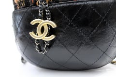 CHANEL Small Gabrielle Bucket Black Brown Orange Tweed