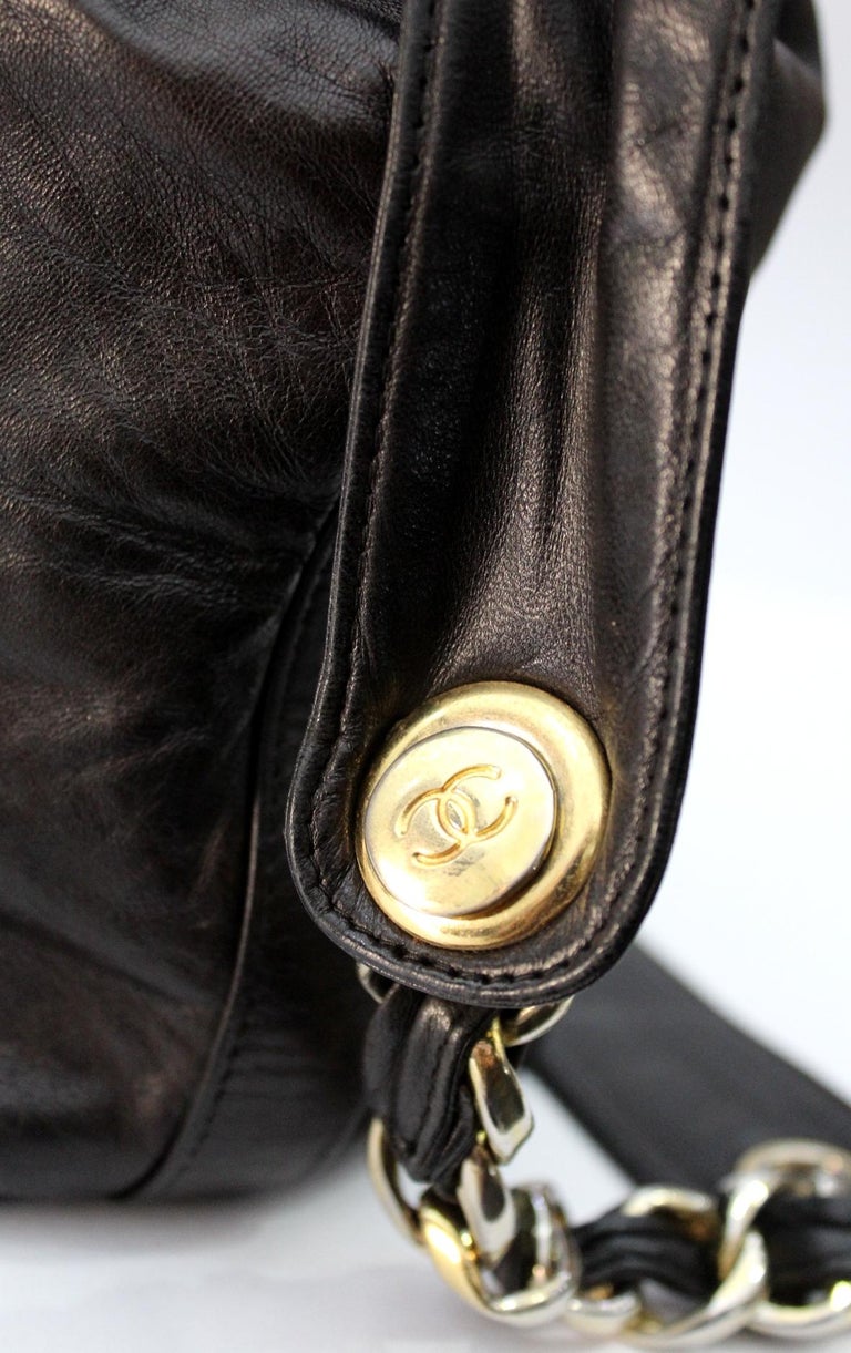 90s Chanel Vintage Black Leather Bag at 1stDibs | chanel 90s bag