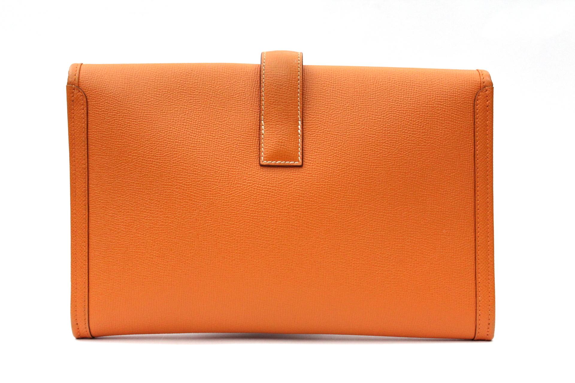 Hermes Clutch Jige Epson Orange Leather  In Excellent Condition In Torre Del Greco, IT