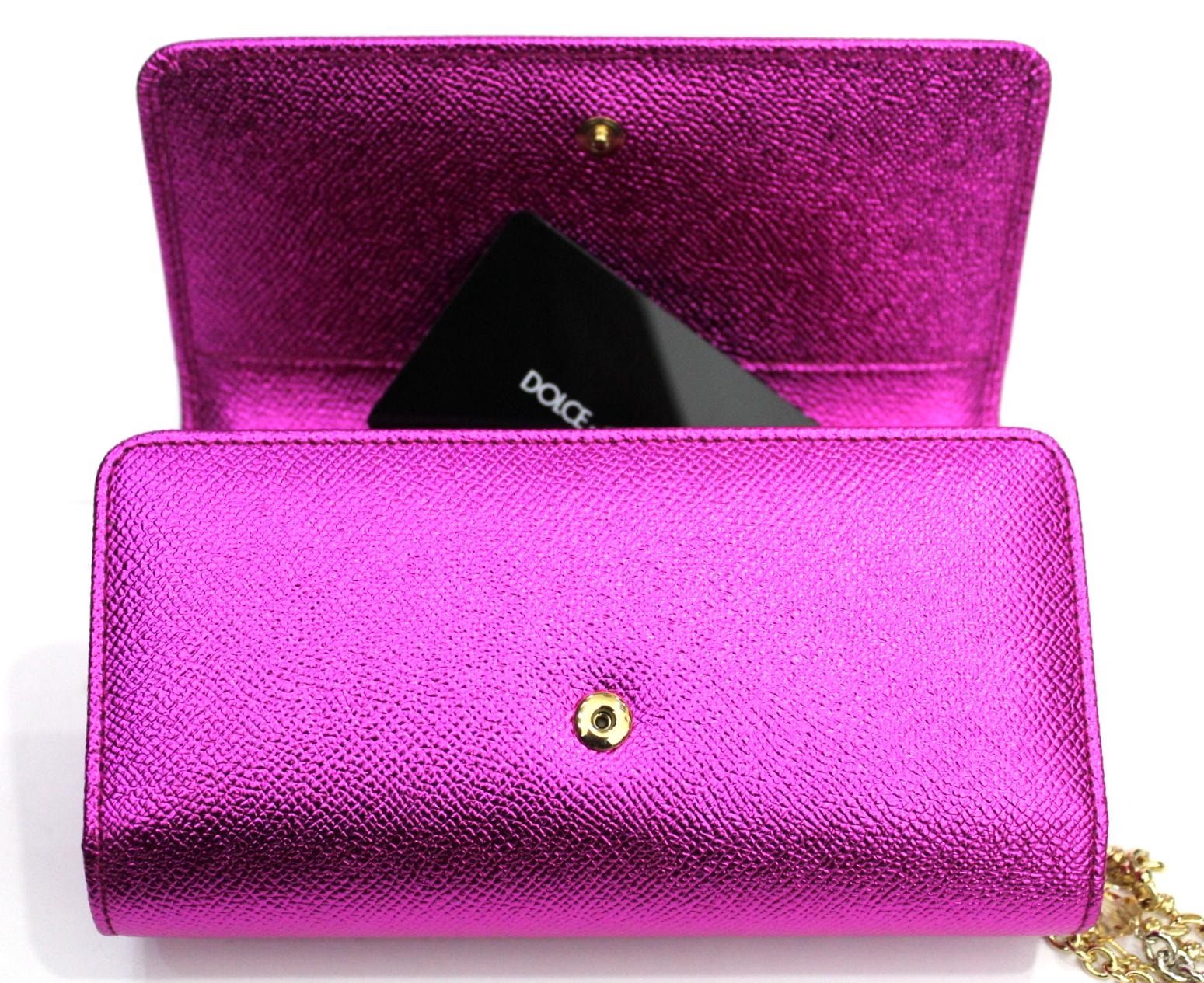 Women's Dolce & Gabbana Fucsia Laminated Leather Mini Van Bag