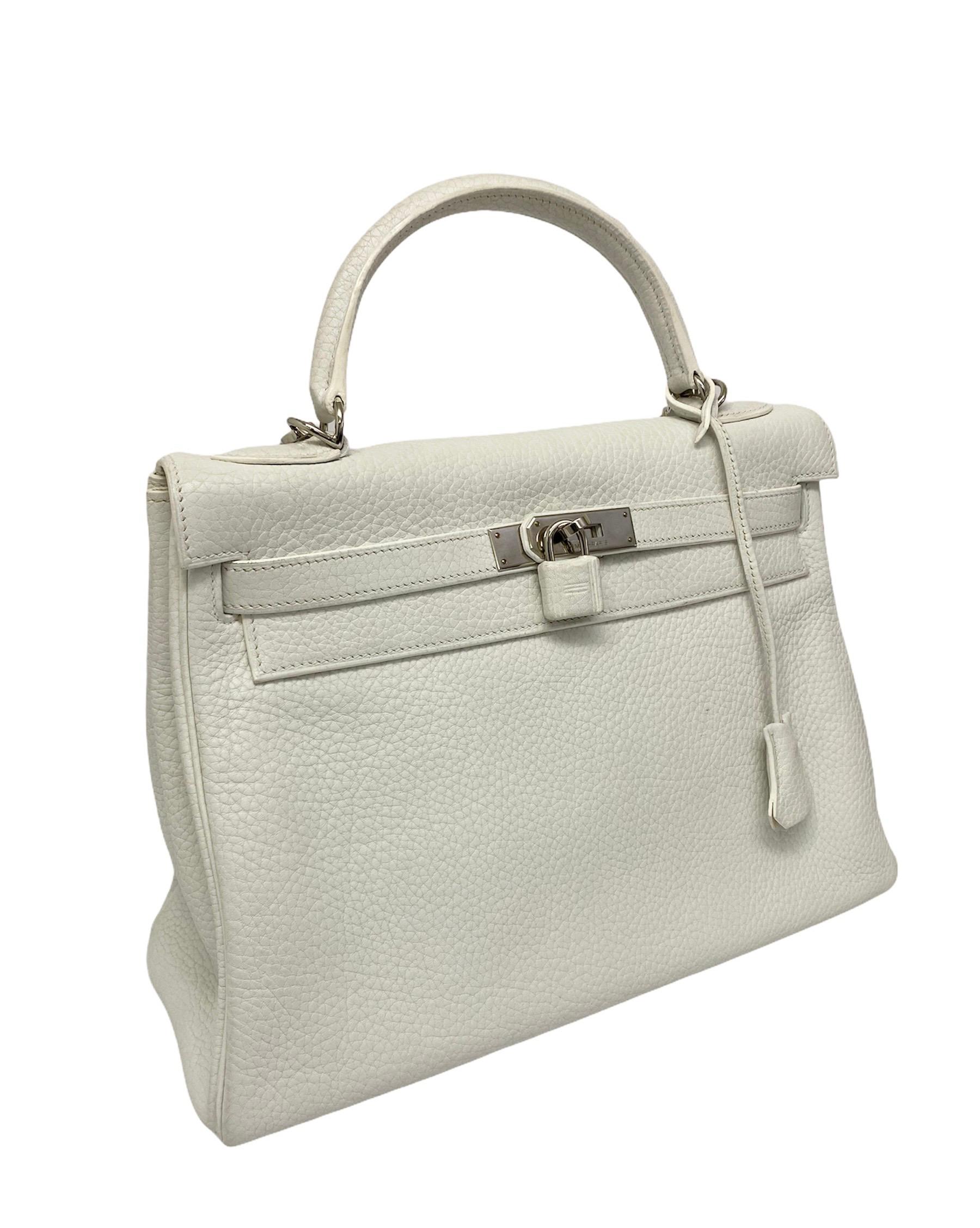 2006 Hermès White Leather Kelly 32 Bag 6