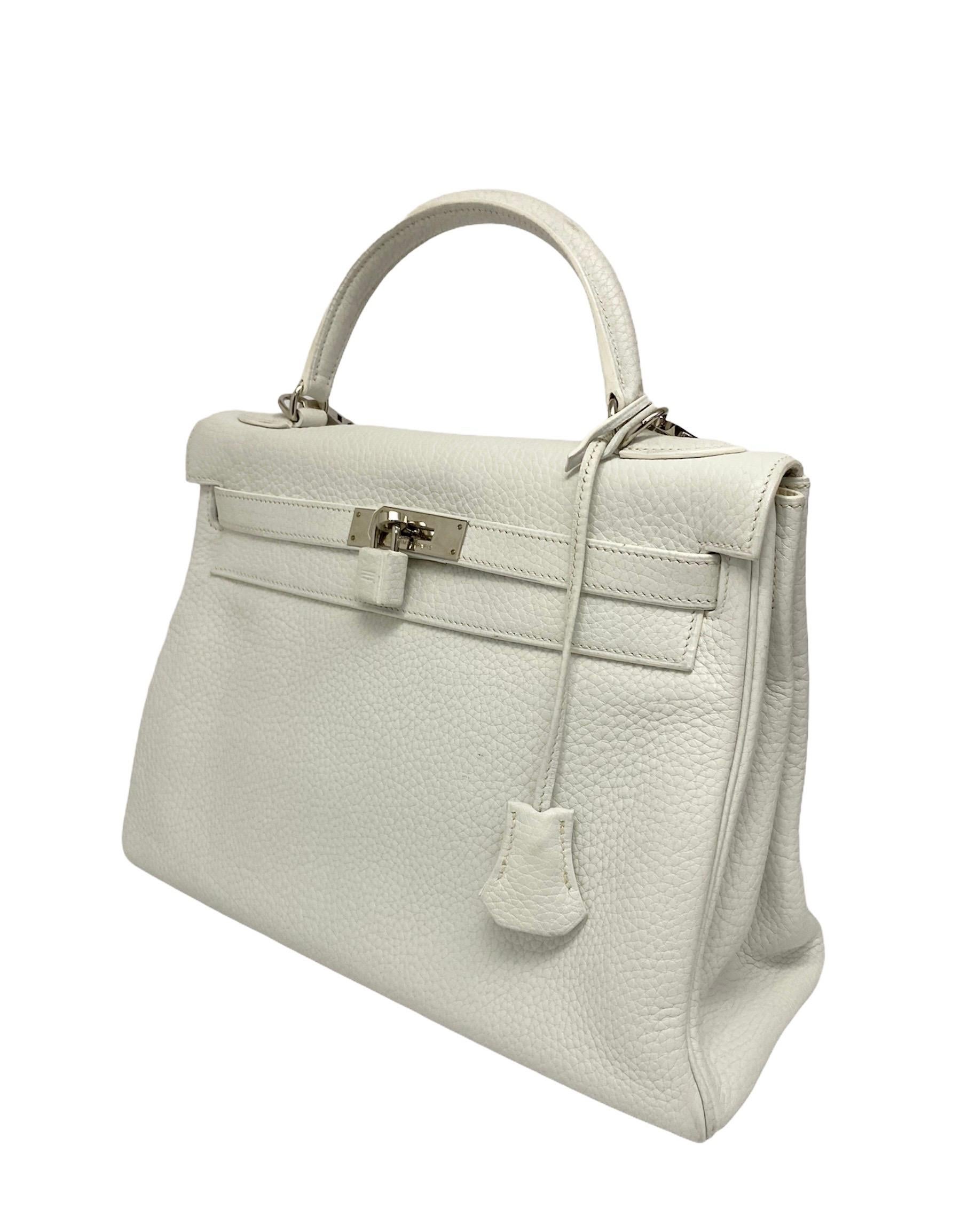 2006 Hermès White Leather Kelly 32 Bag 7